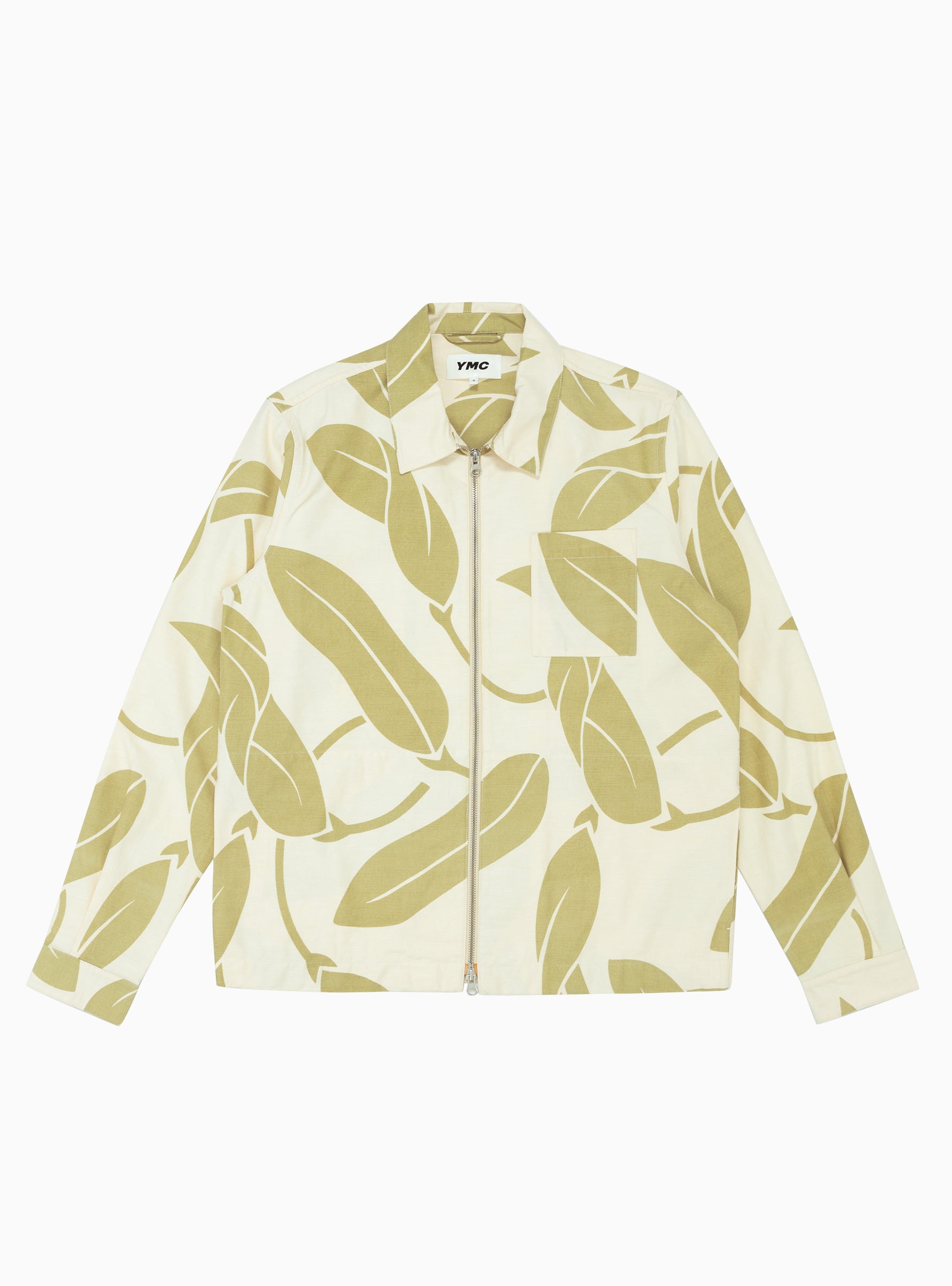  YMC Bowie Jacket Ecru & Green Leaf Print