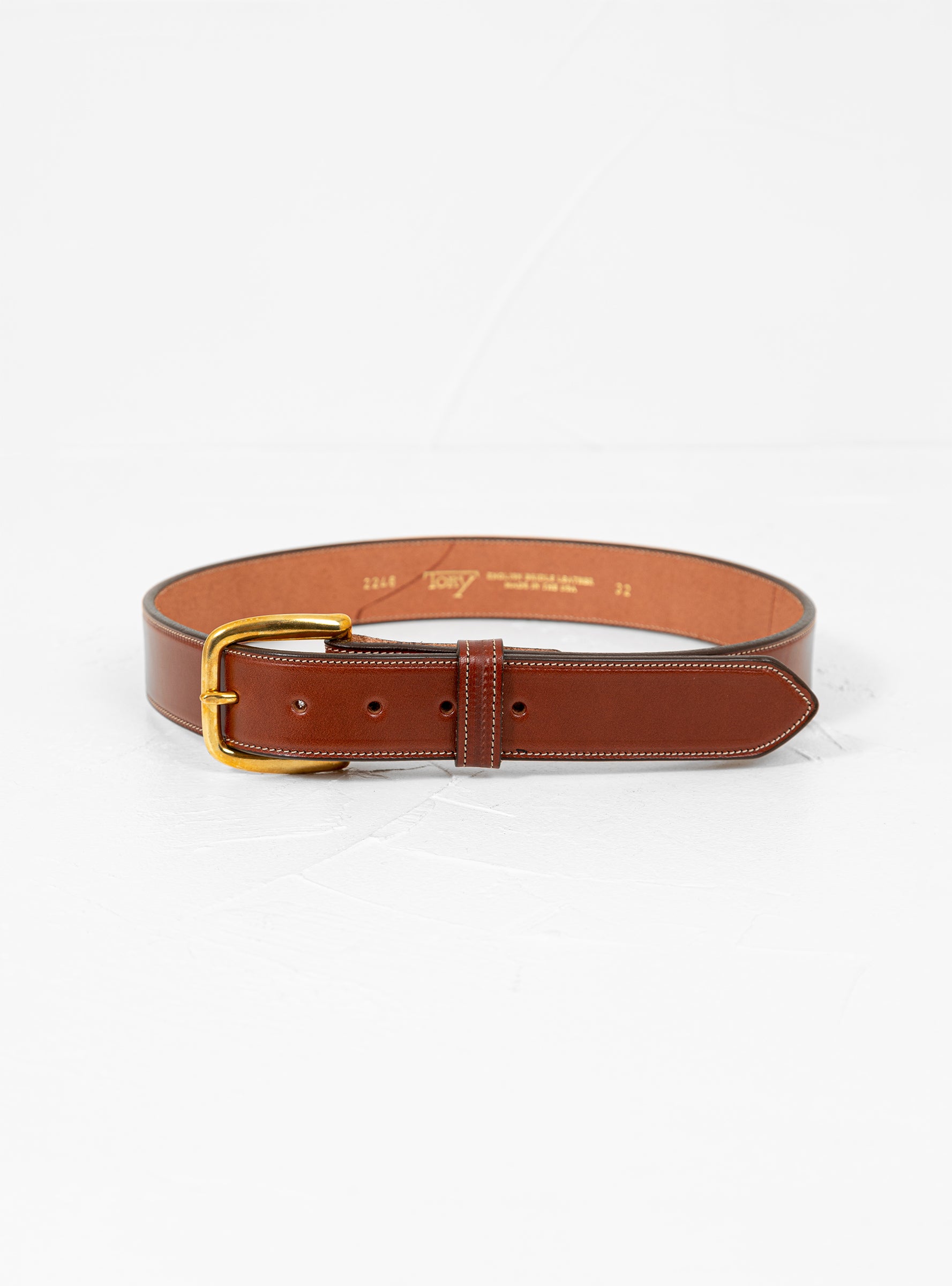  Tory Leather Stitched Belt Oakbark Brown - 36"