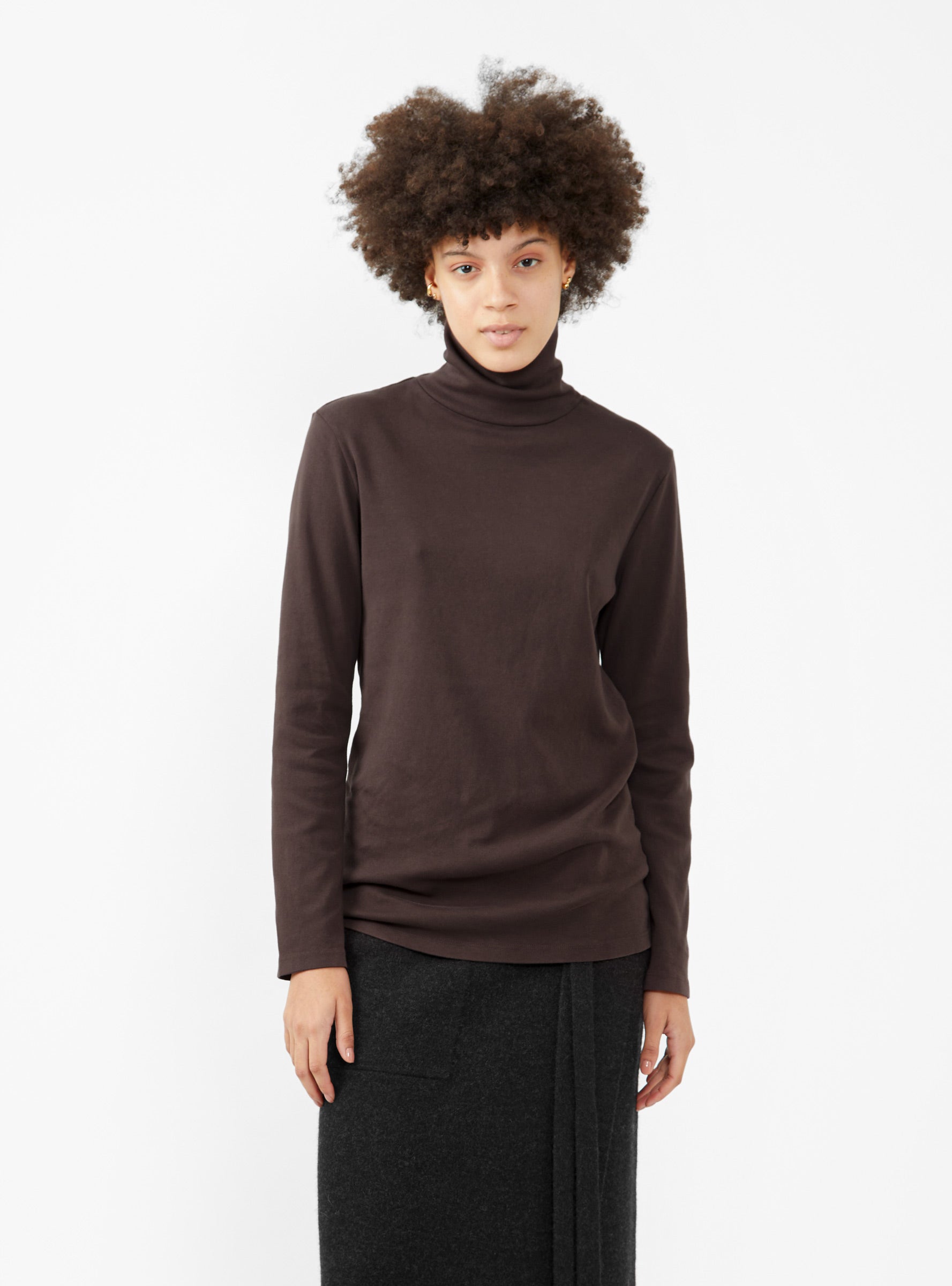  Black Crane Turtleneck Top Plum