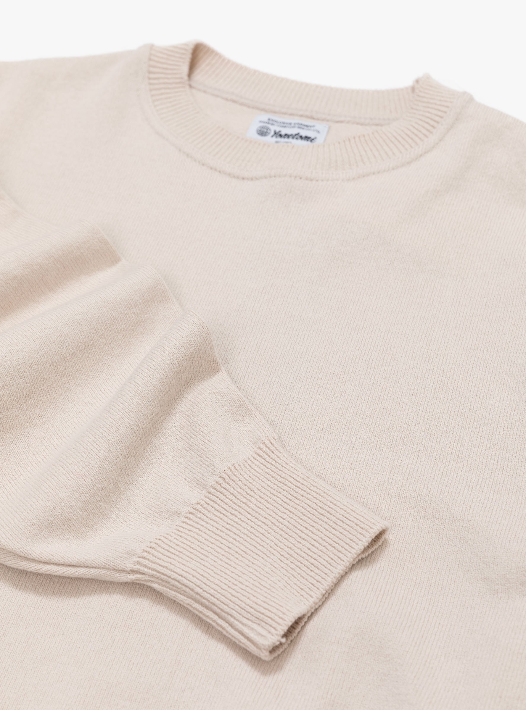  Yonetomi Wave Cotton Knit Pullover Beige - Size: Medium