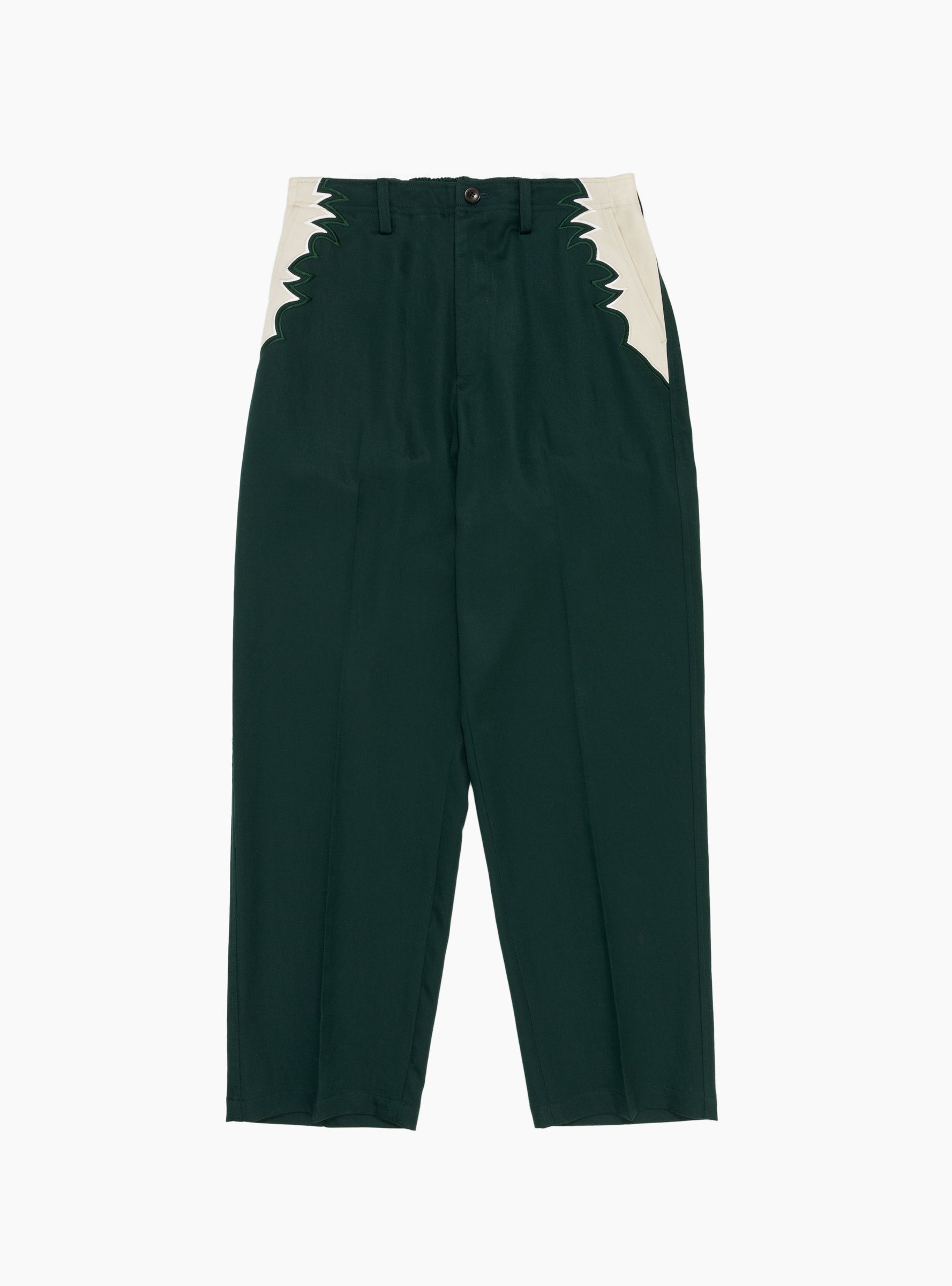  TOGA VIRILIS Embroidered Western Trousers Green - Size: Medium