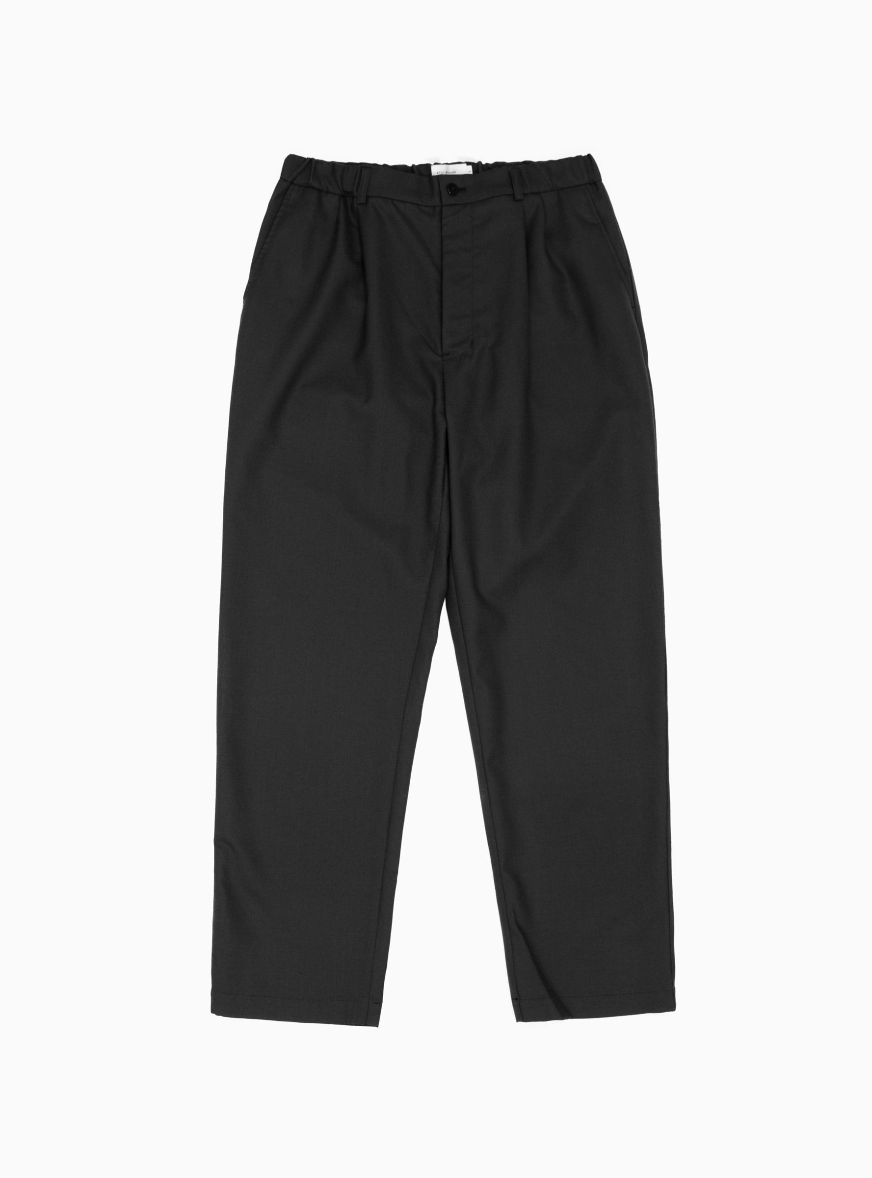  Still By Hand Relaxed Wool Trousers Ink Black