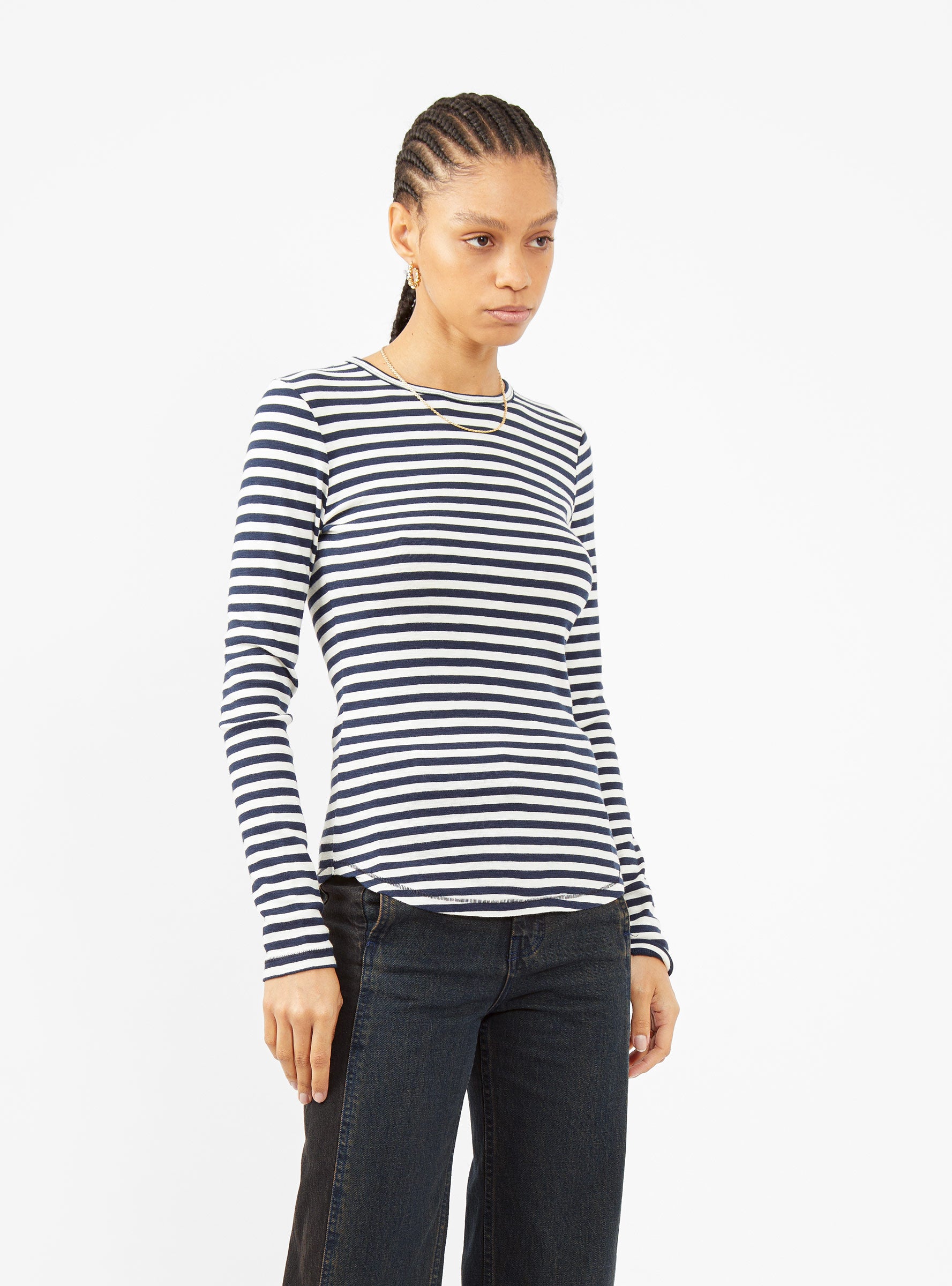  YMC Charlotte T-shirt Navy & White Stripe