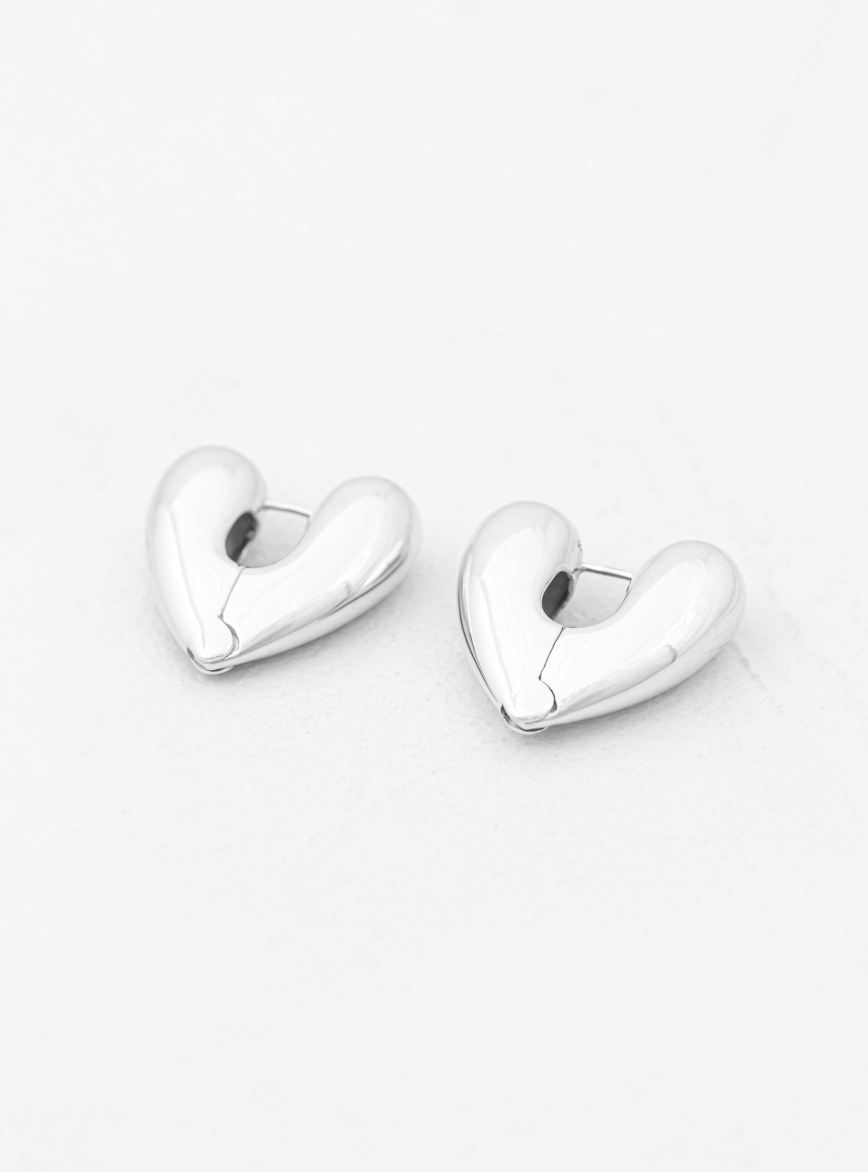  Annika Inez Heart Large Silver Hoop Earrings