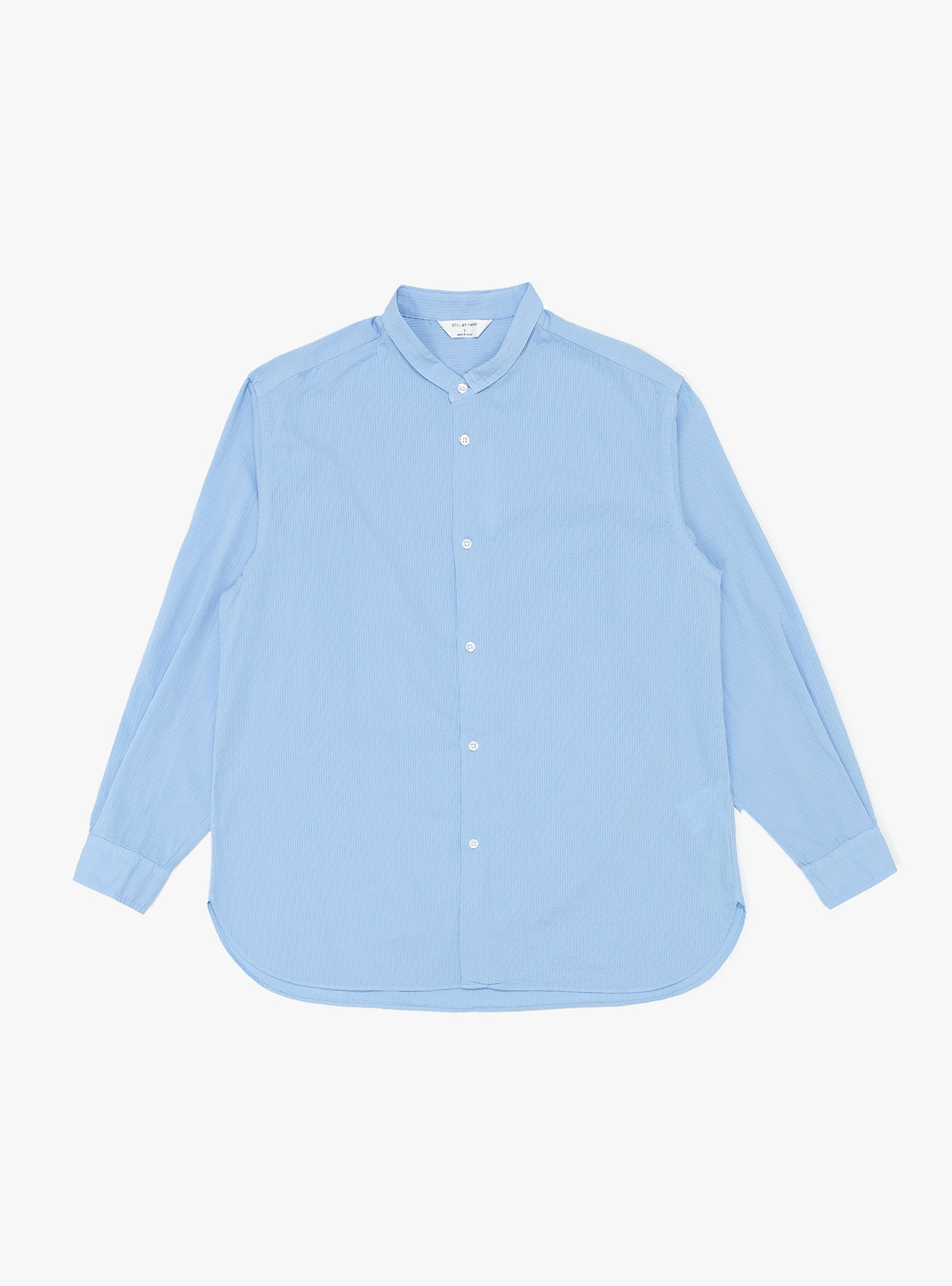  Still By Hand Narrow Collar Shirt Sax Blue - Size: Small