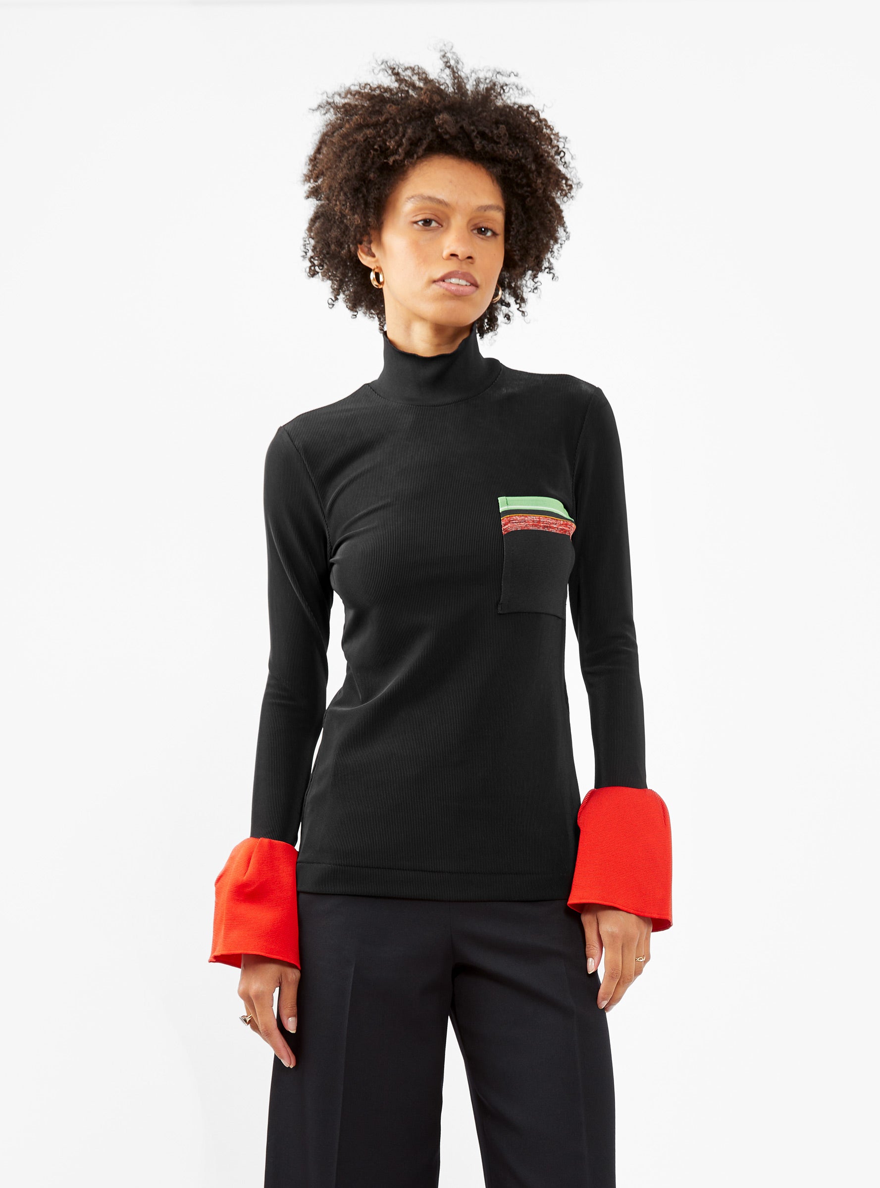  TOGA PULLA Ribbed Jersey Top Black