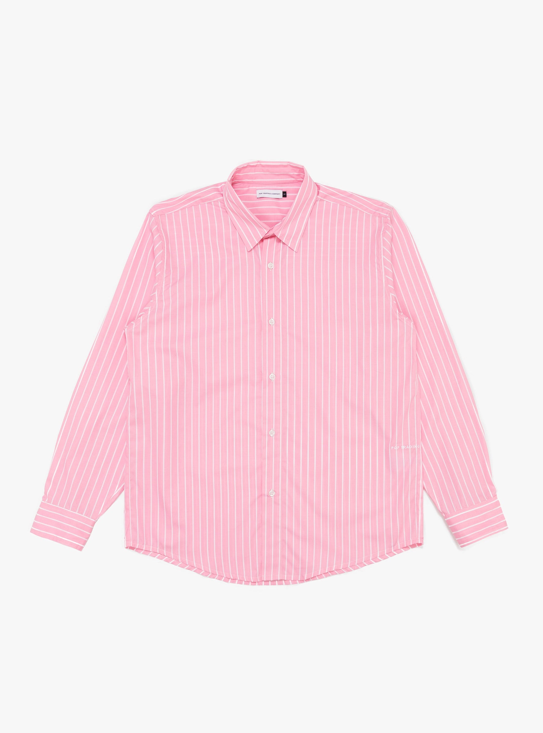 Pop Trading Company Pop Trading Company Logo Striped Shirt Pink - Size: XL