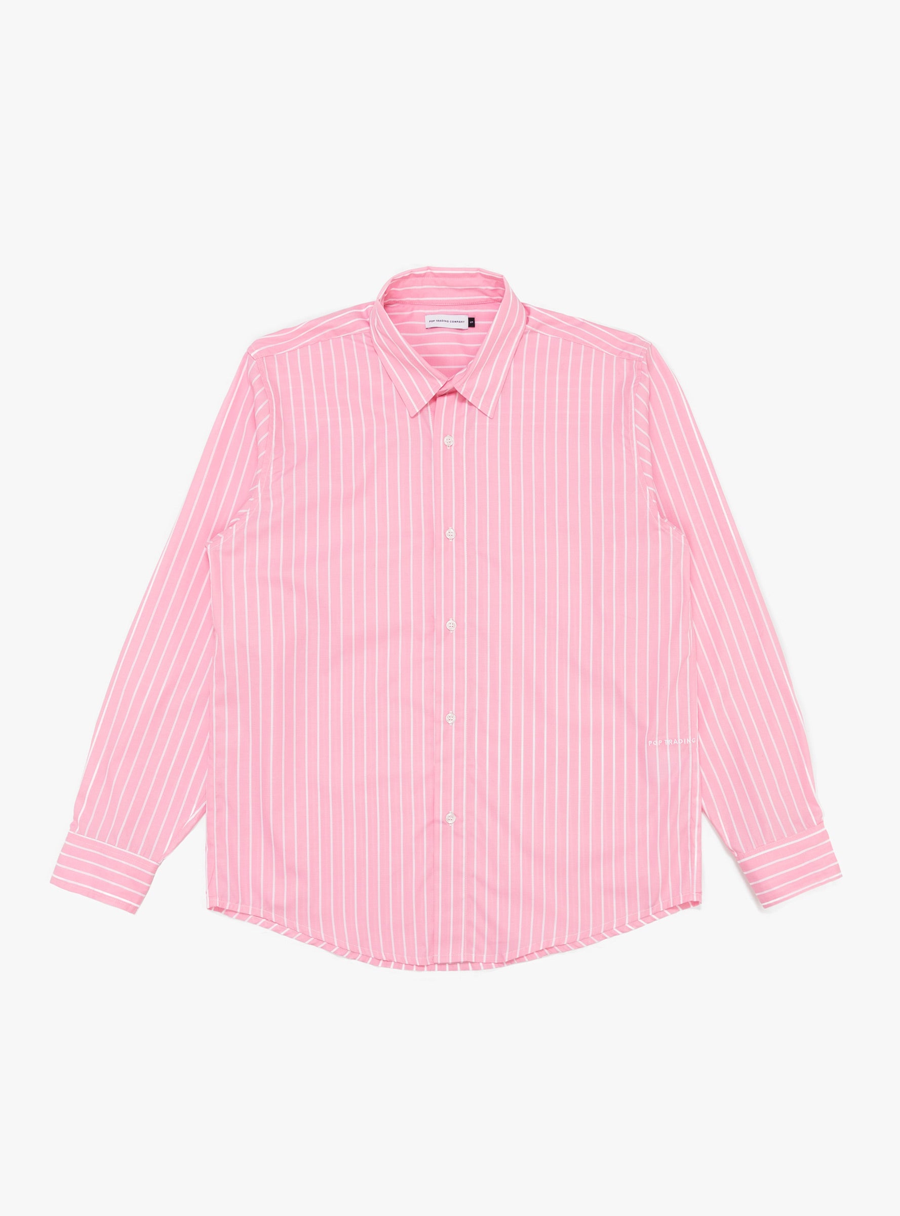 Pop Trading Company Pop Trading Company Logo Striped Shirt Pink - Size: Small