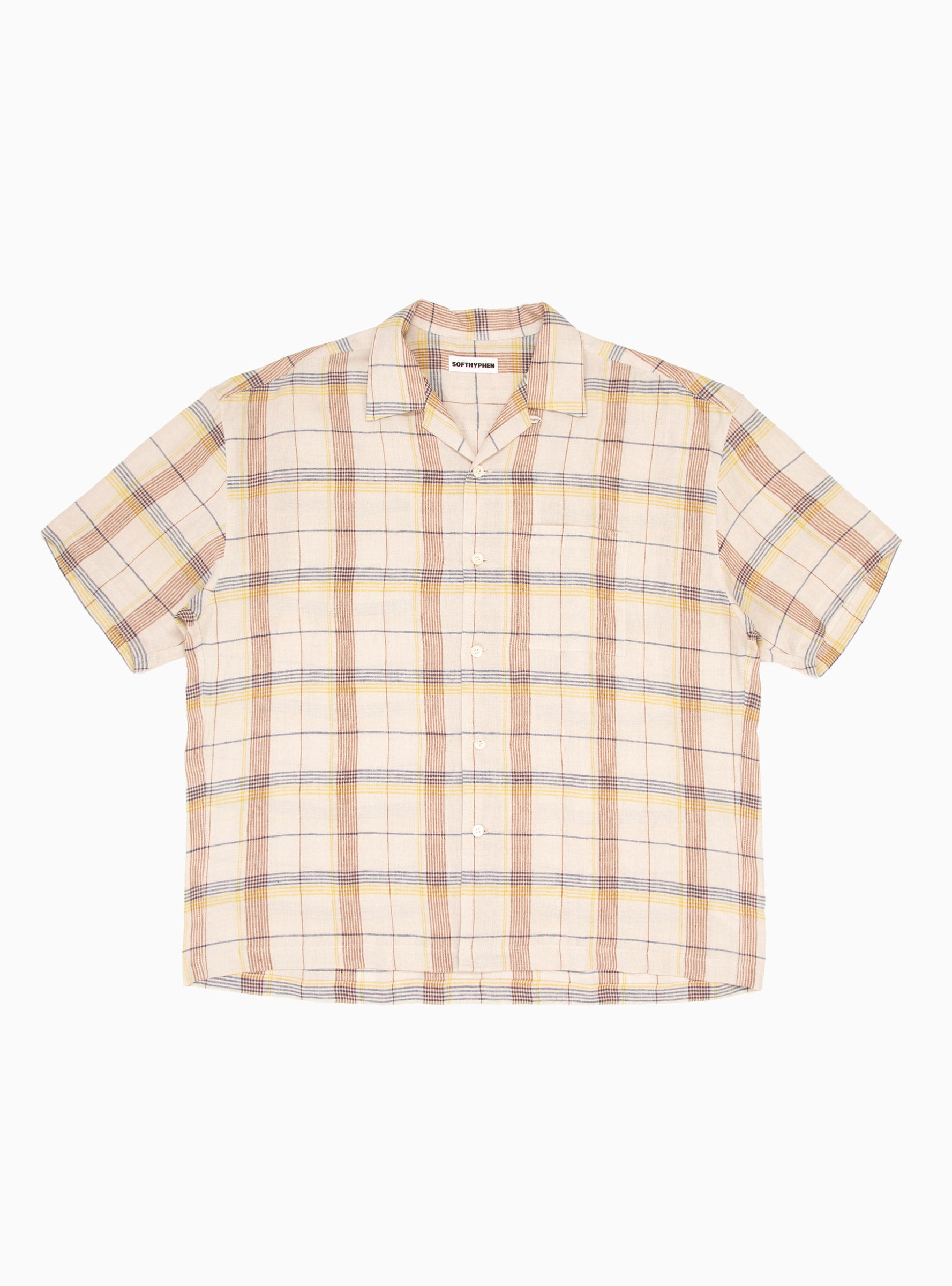  SOFTHYPHEN Linen Shirt Beige Check