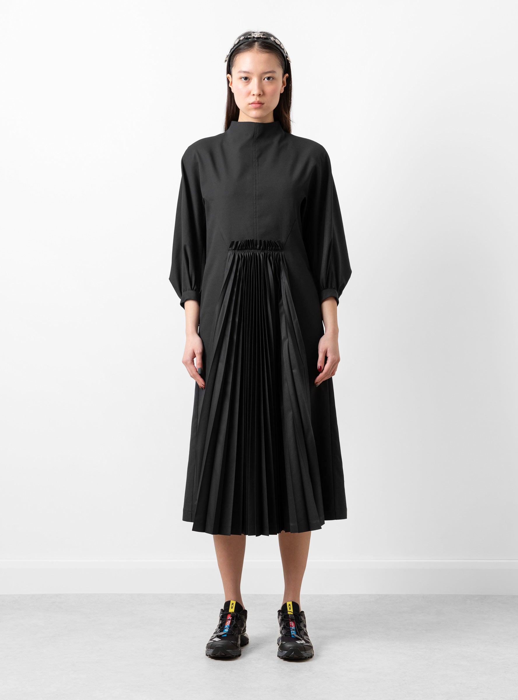  TOGA PULLA Taffeta Pleats Dress Black