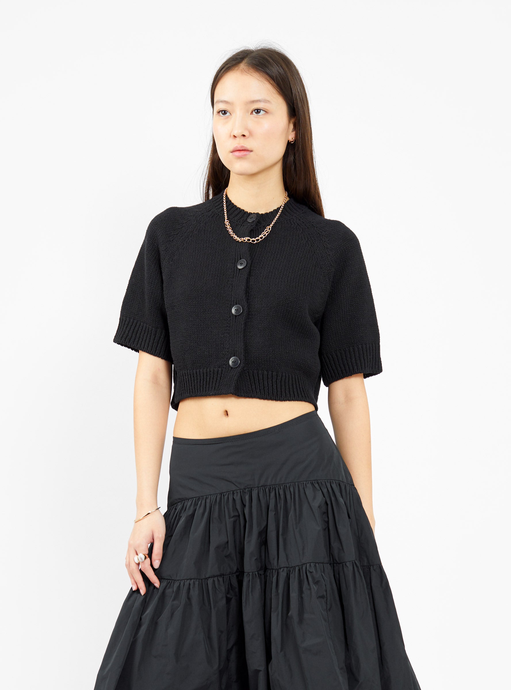  Cordera Cotton Buttoned Top Black