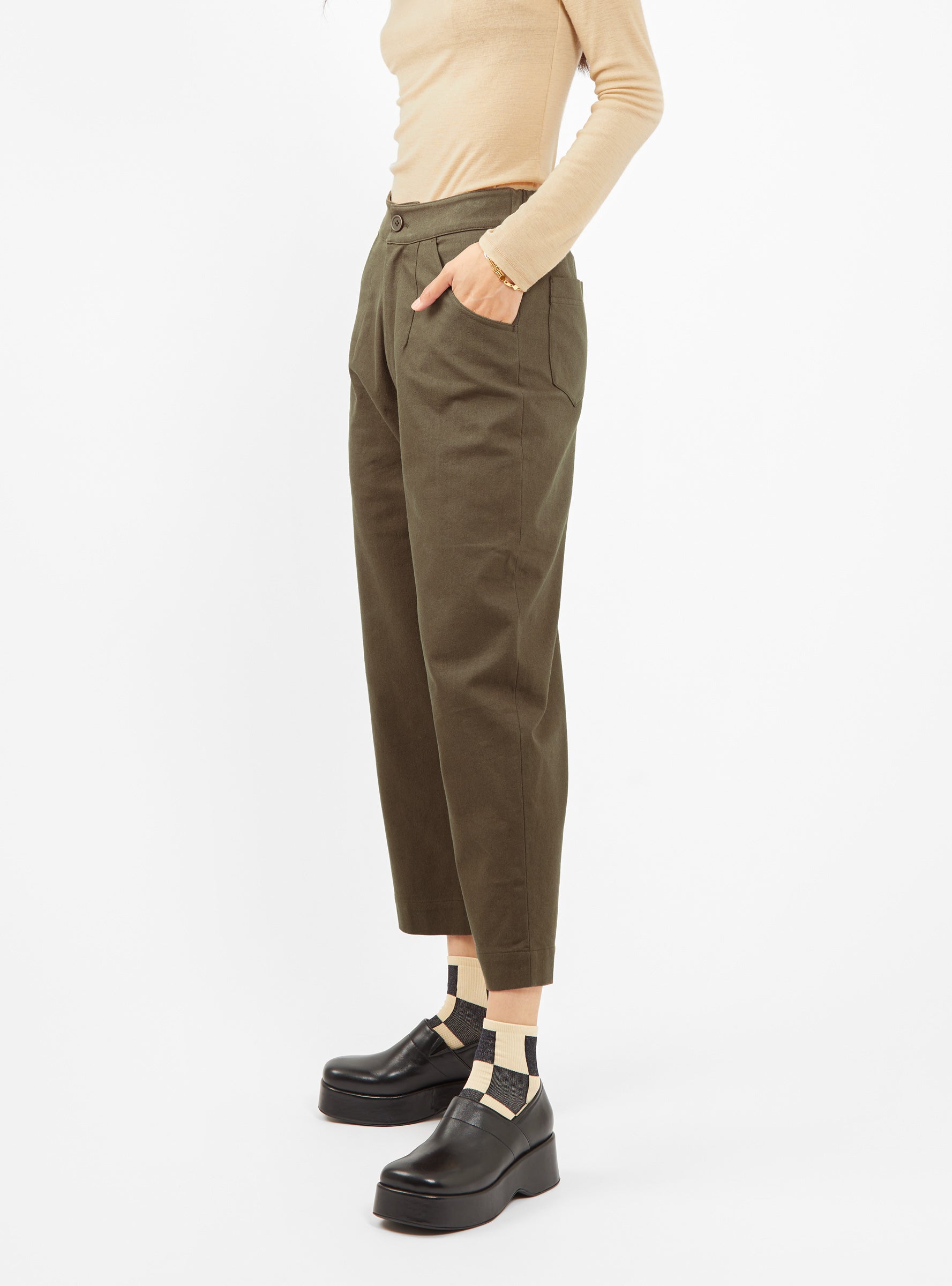  7115 by Szeki Signature Curve Leg Trousers Brown