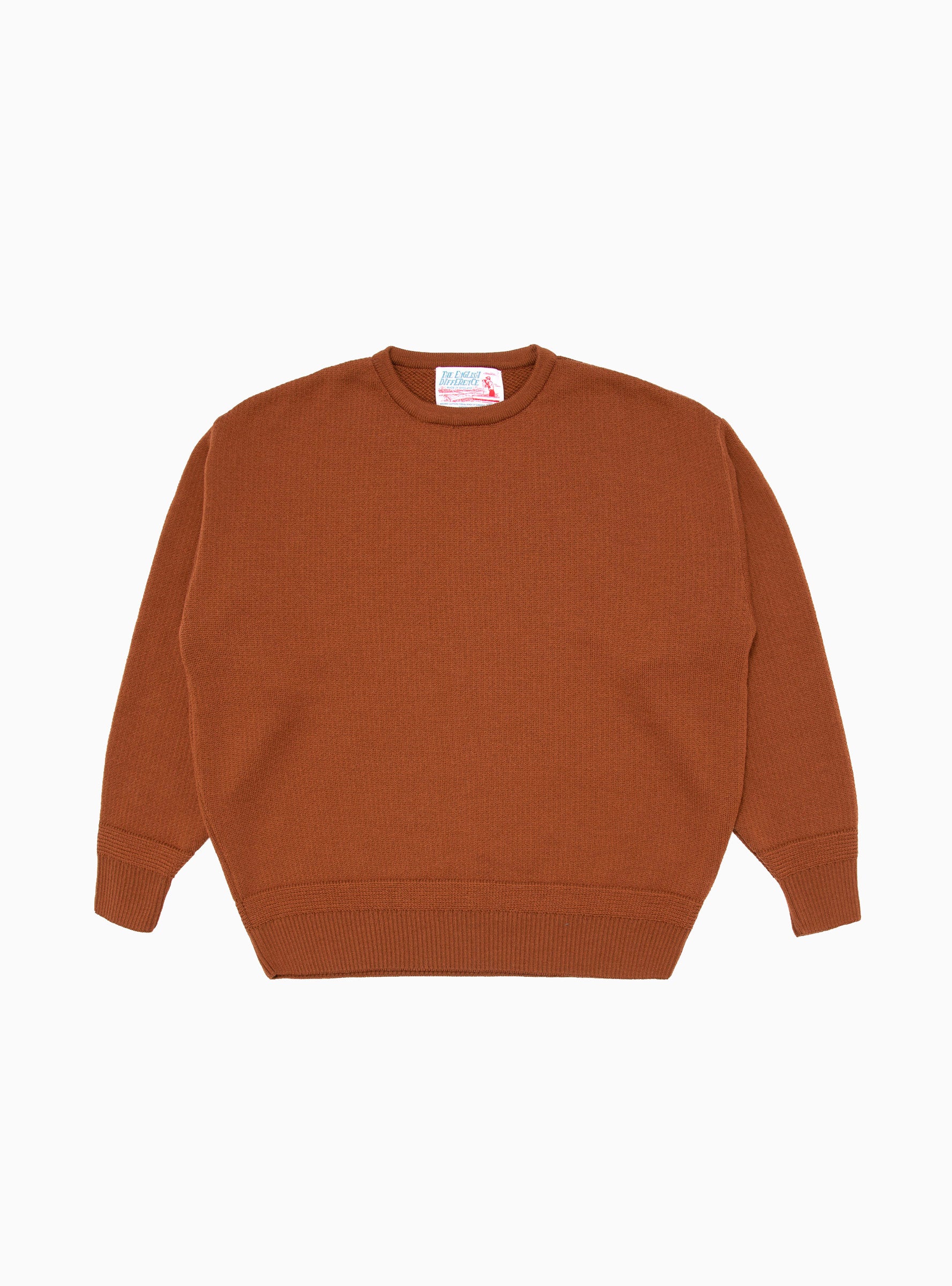  The English Difference Kendrew Merino Wool Crew Sweater Rust