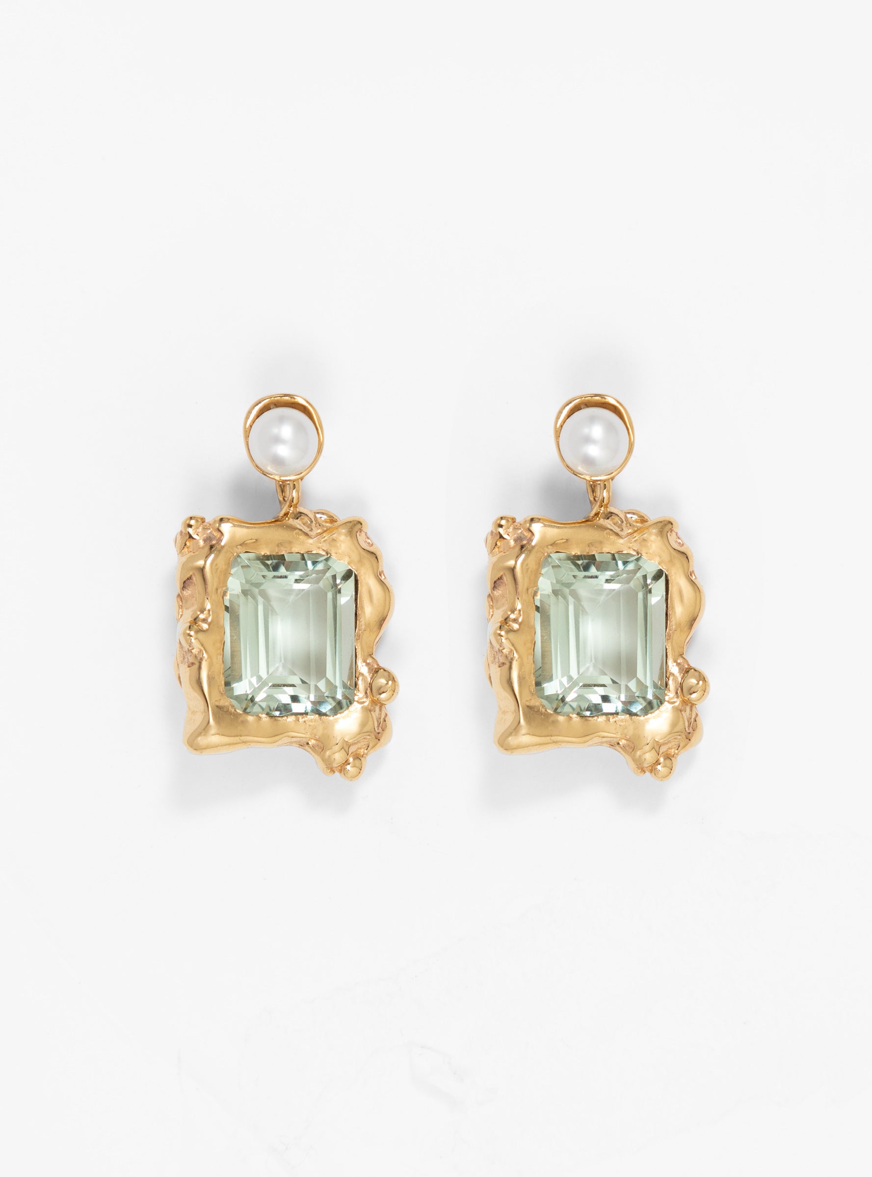  Faris Cornice Green Amethyst Gold-Plated Bronze Drop Earrings