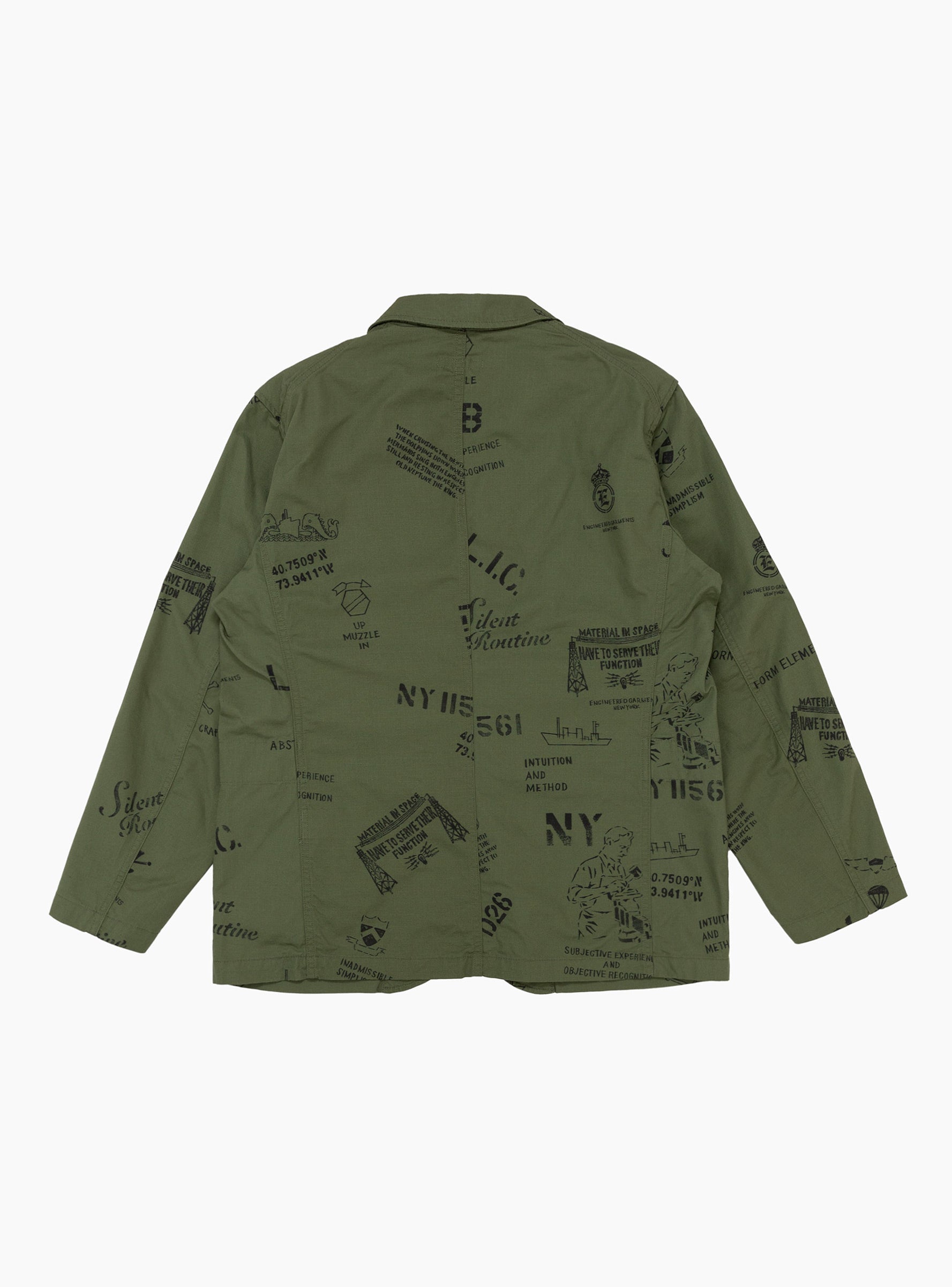 engineered garments Engineered Garments Graffiti Print Ripstop Jacket Olive - Size: XL