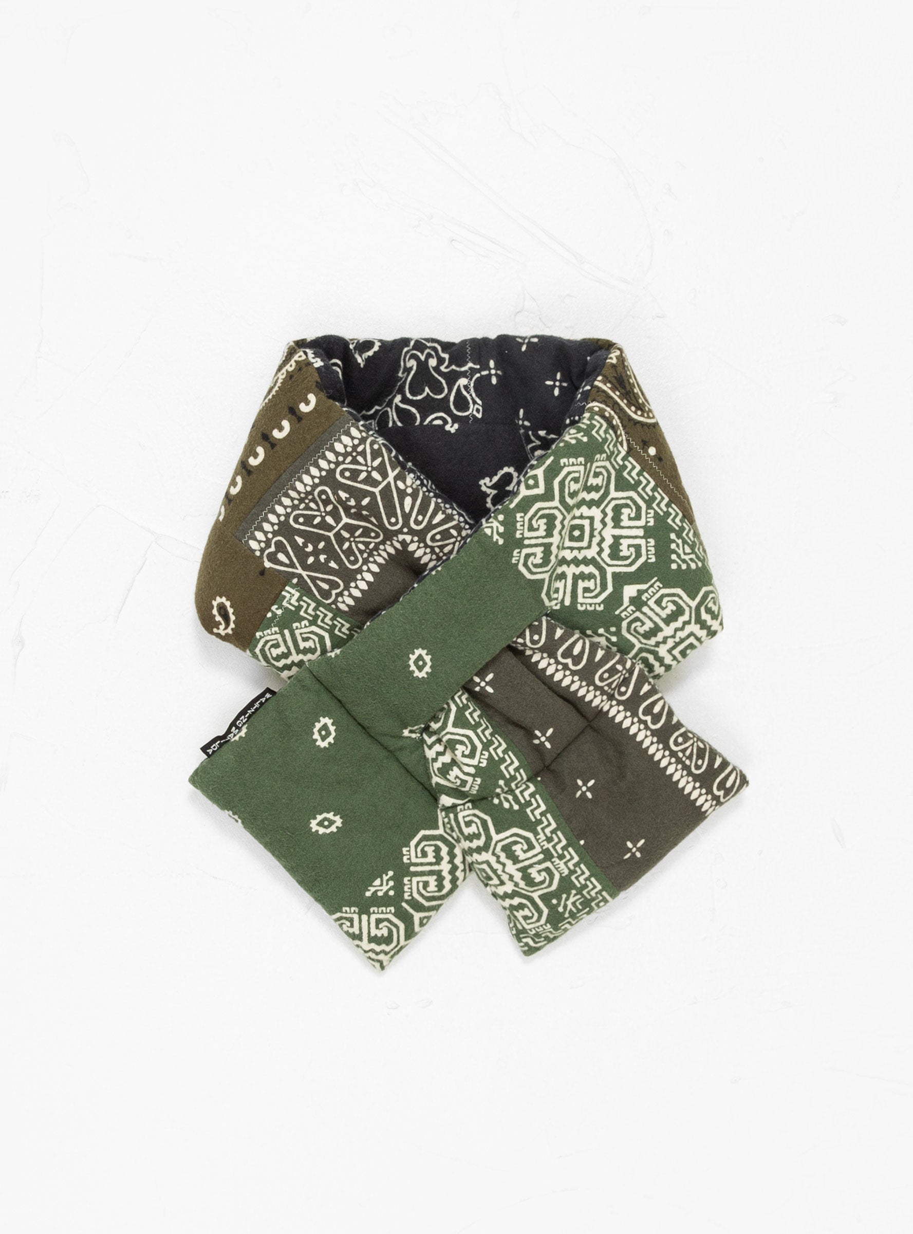  Kapital KESA Flannel Reversible Scarf Black & Khaki