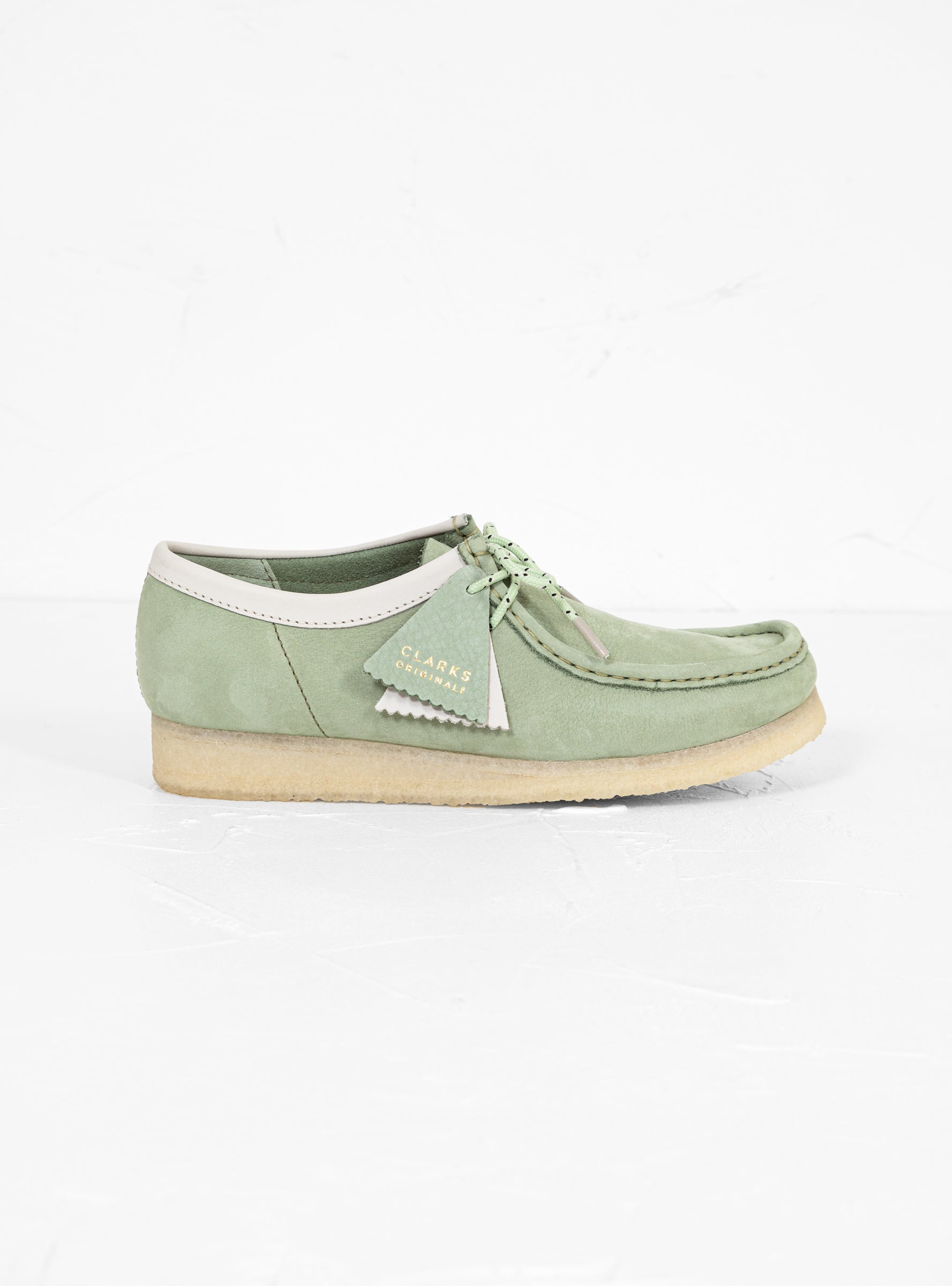  Clarks Originals Wallabee Shoes Pale Green Nubuck