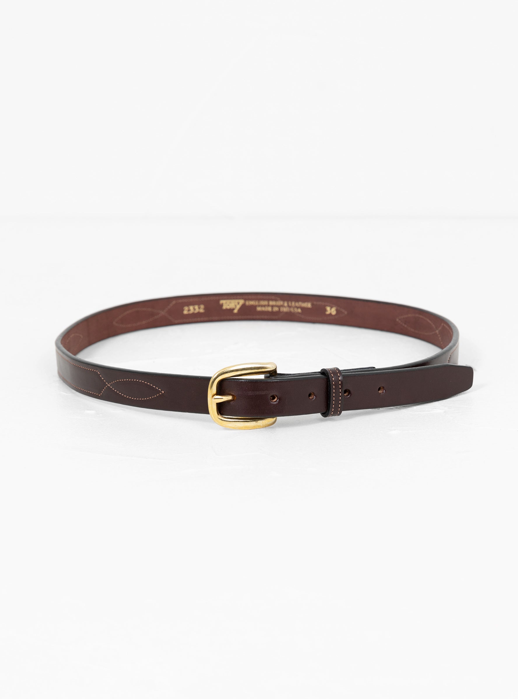  Tory Leather Repeated Stitch Belt Havana & Brass - XL