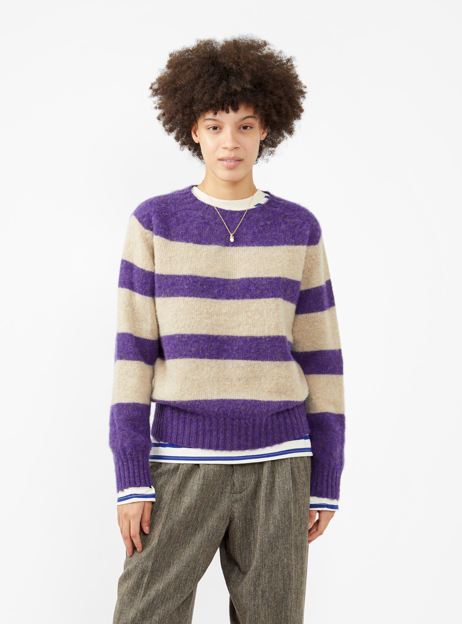  Howlin' A Dance in the Jungle Sweater Purple & Beige Stripe