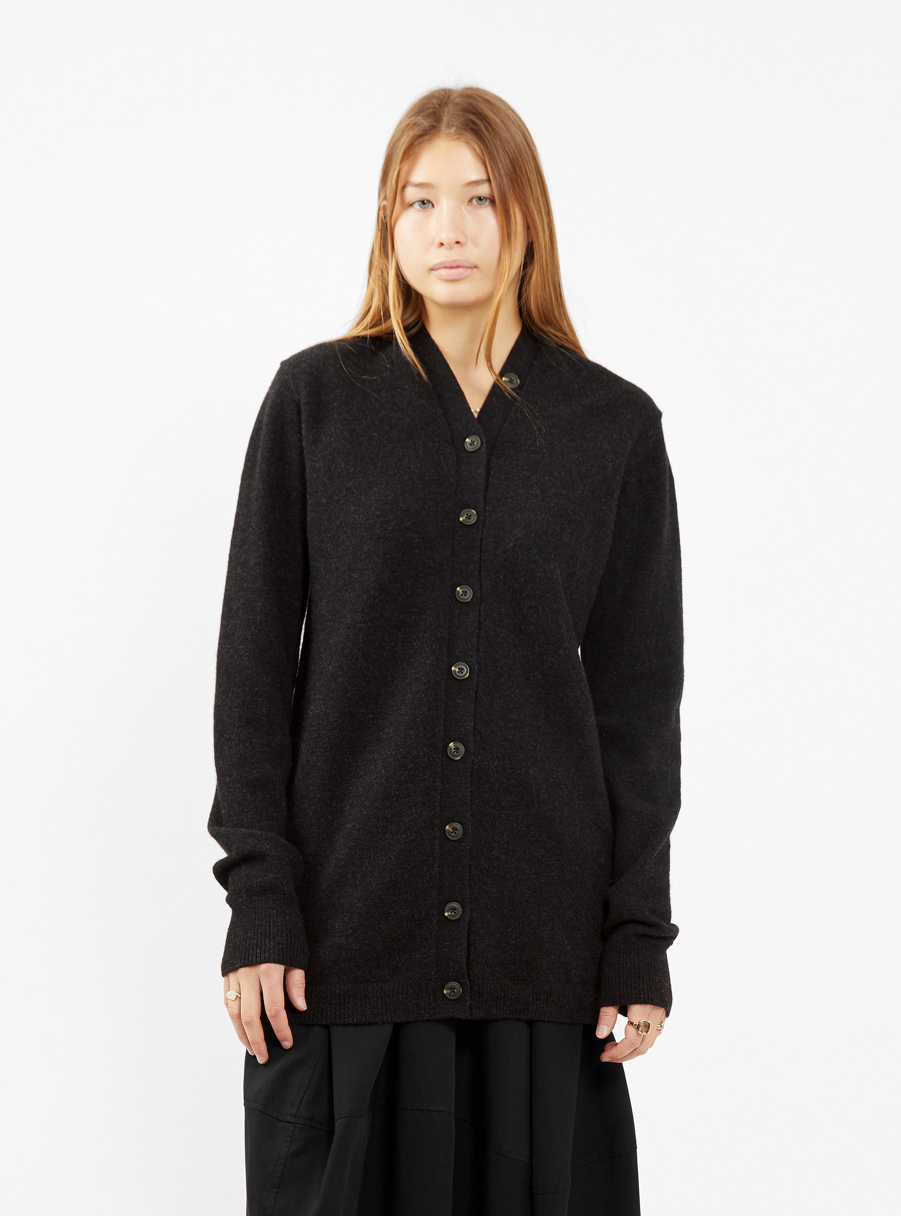  Lauren Manoogian Button Cardigan Black Melange