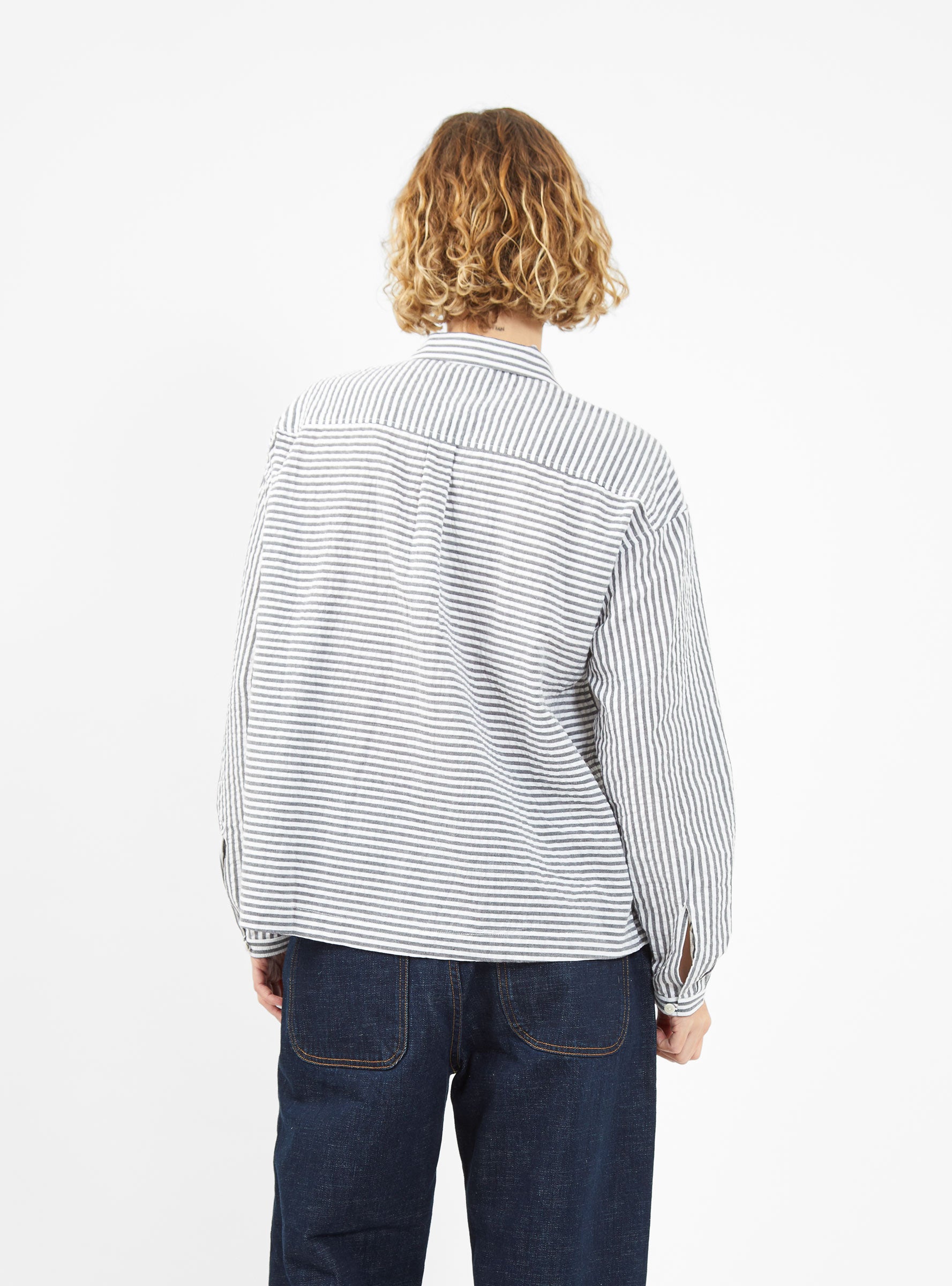 Ymc YMC Marianne Shirt Grey & White Stripe - Size: Large