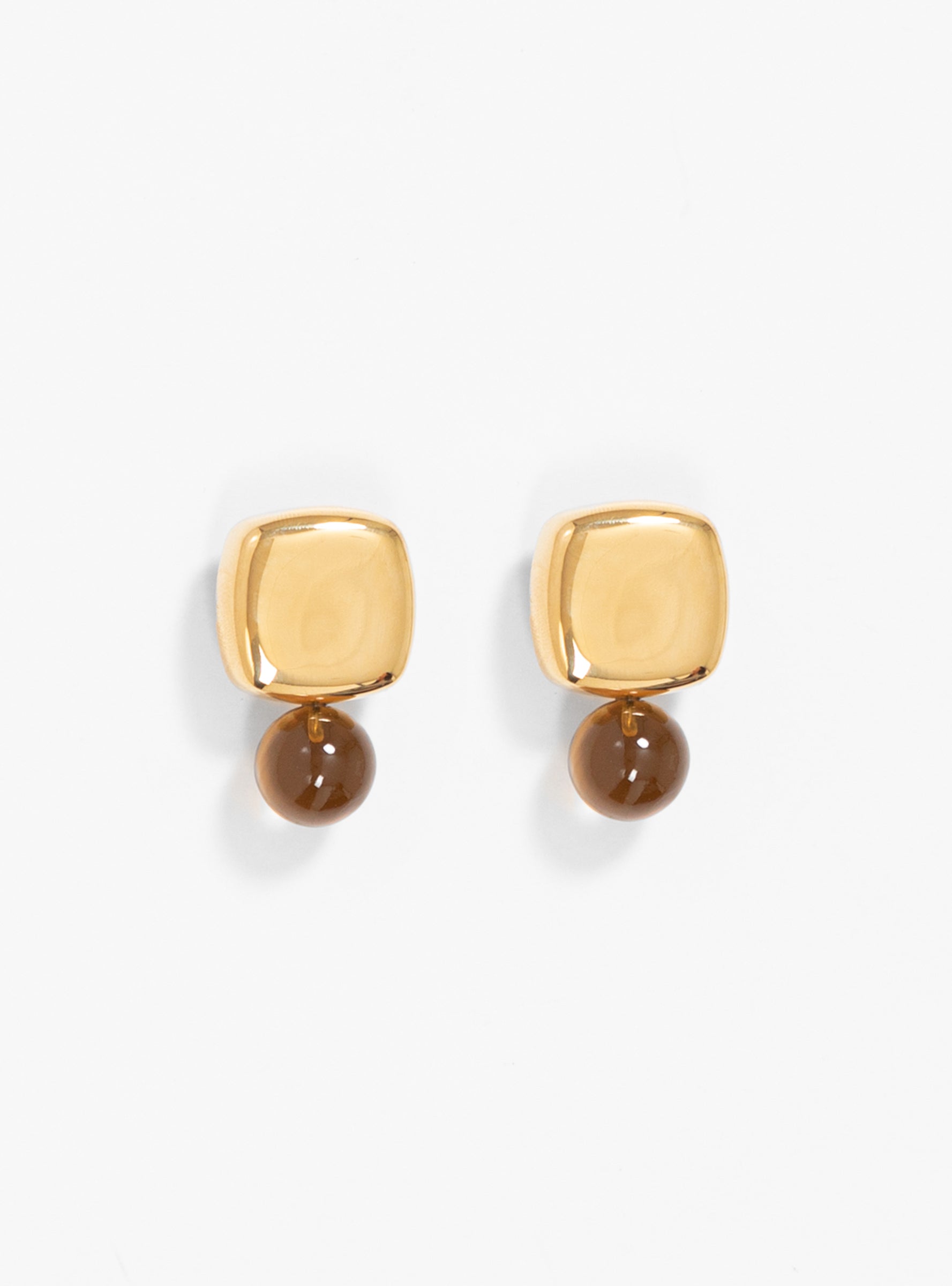  Modern Weaving Button Sphere Earrings Cognac Quartz