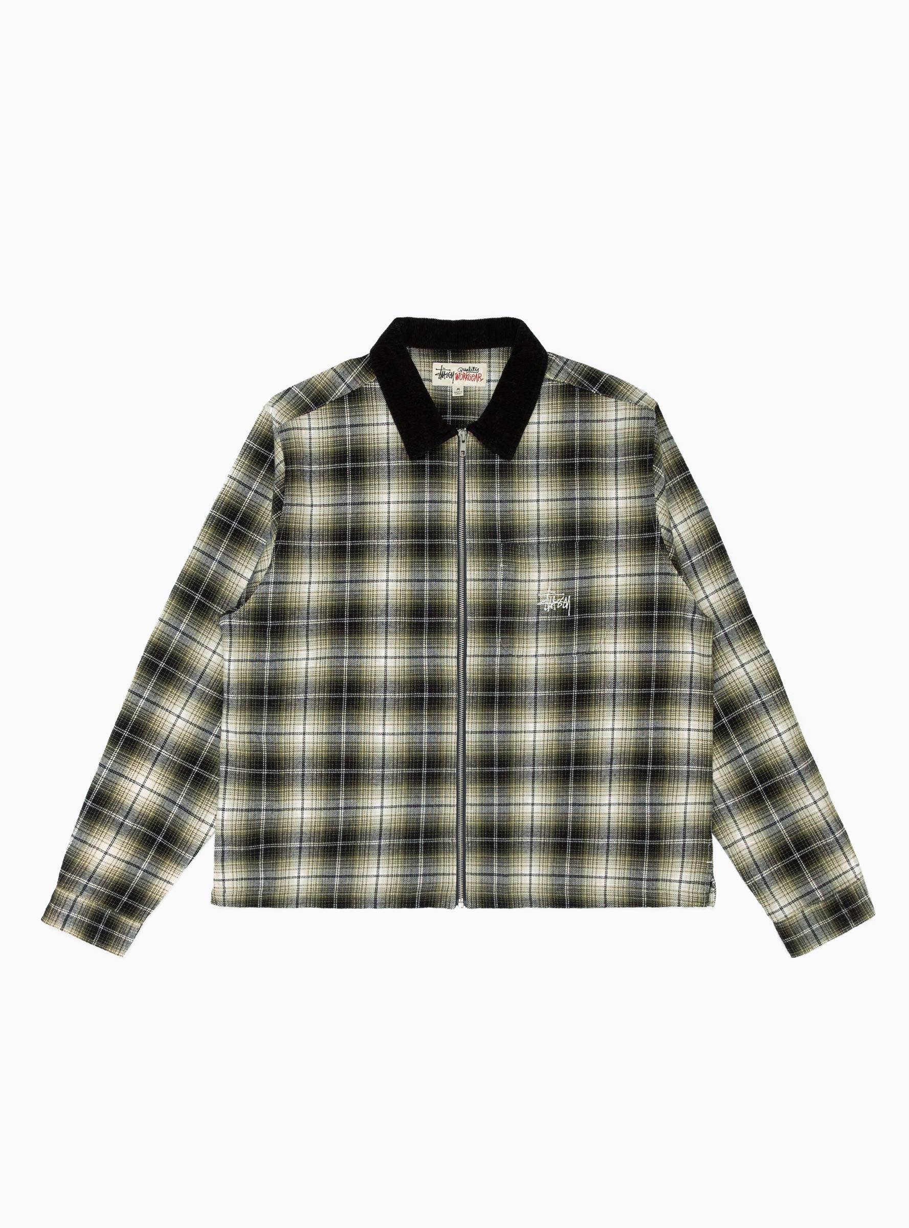  Stüssy Frank Plaid Zip Shirt Black