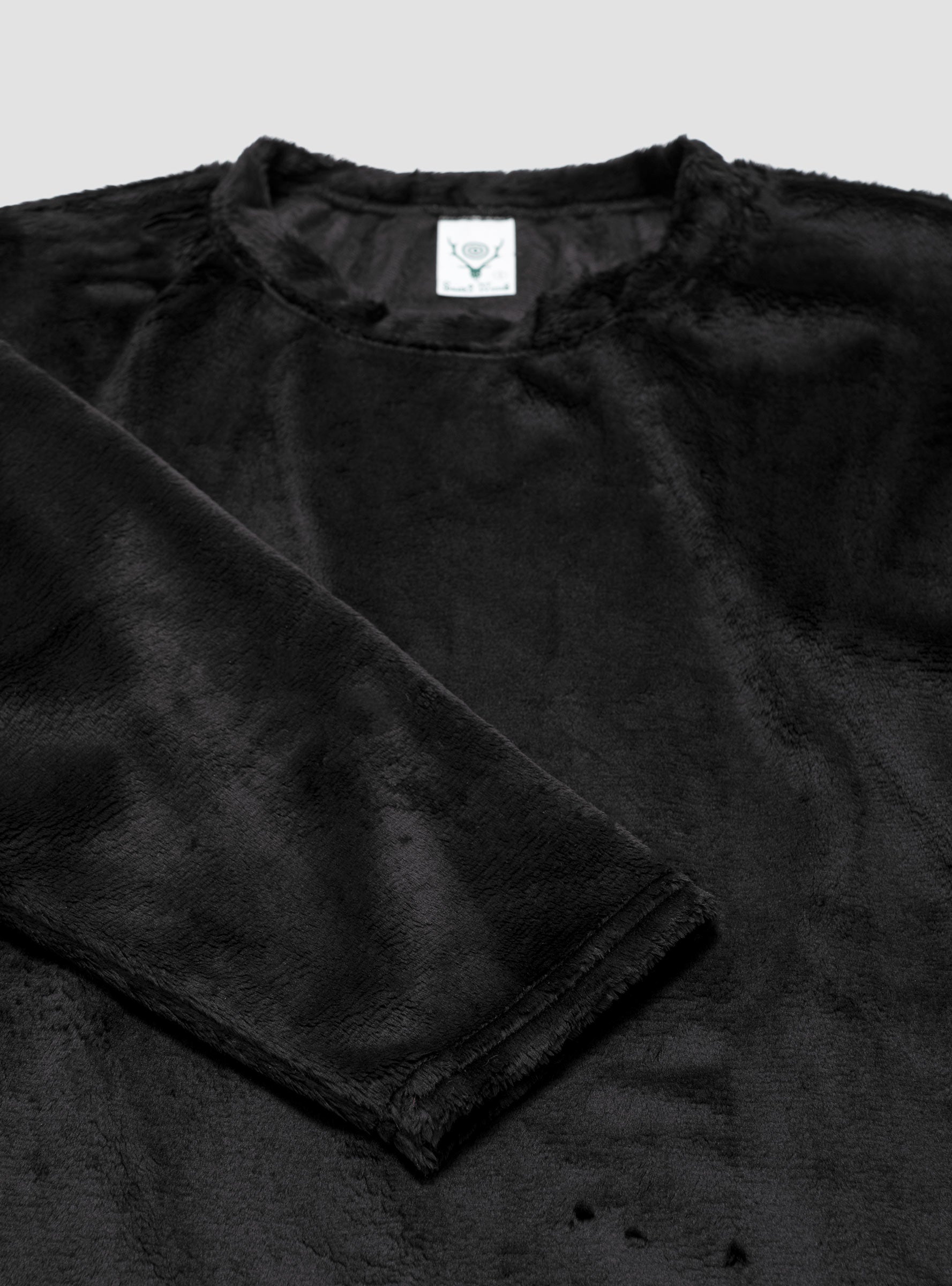  South2West8 Slit Crew Neck Sweater Black Micro Fleece