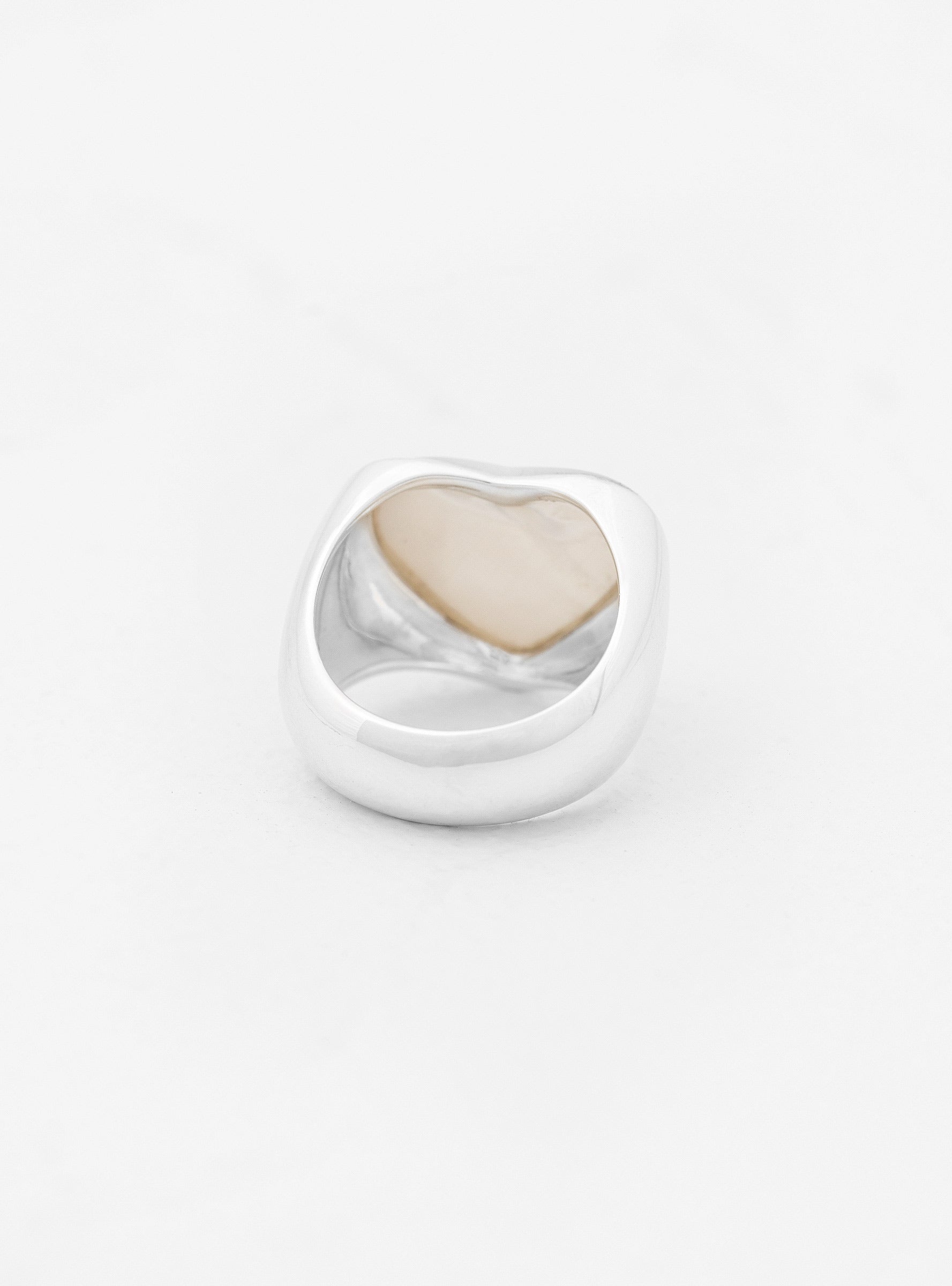  Annika Inez Large Pearl Heart Silver Ring - US 7