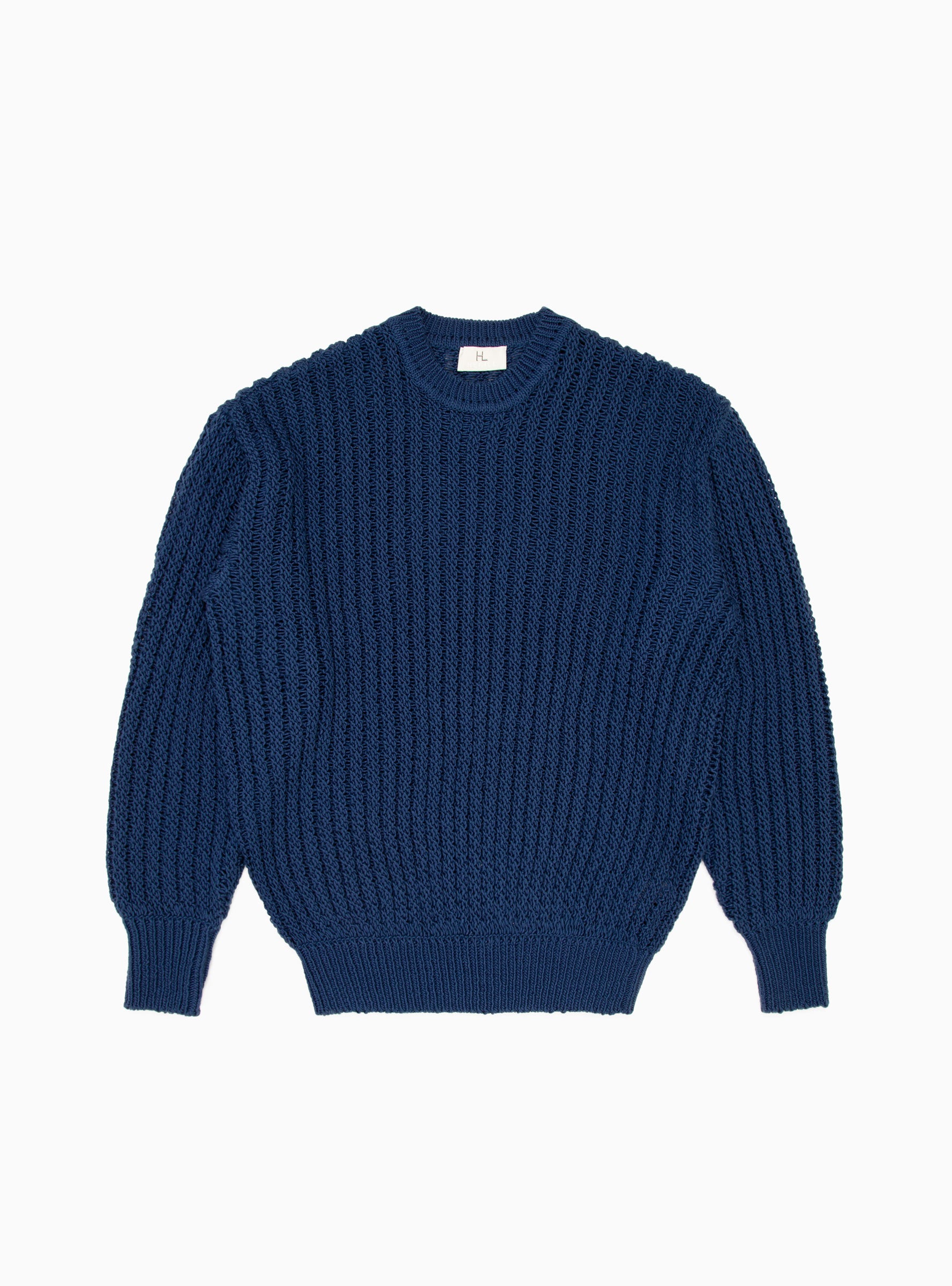  HERILL Garter Stitch Cotton Sweater Blue