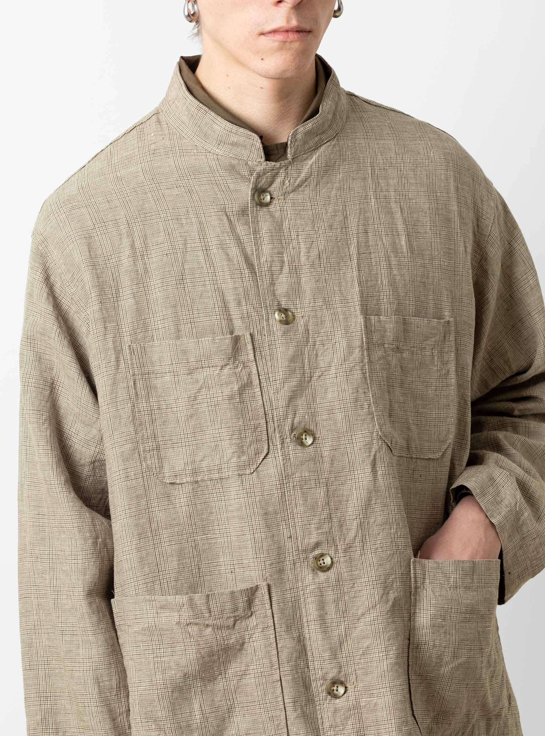 engineered garments Engineered Garments Dayton Shirt Beige Glen Plaid - Size: XL