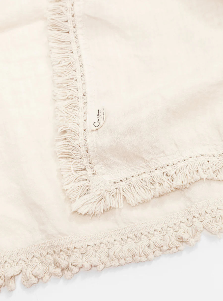  Once Milano Medium Fringed Tablecloth Cream