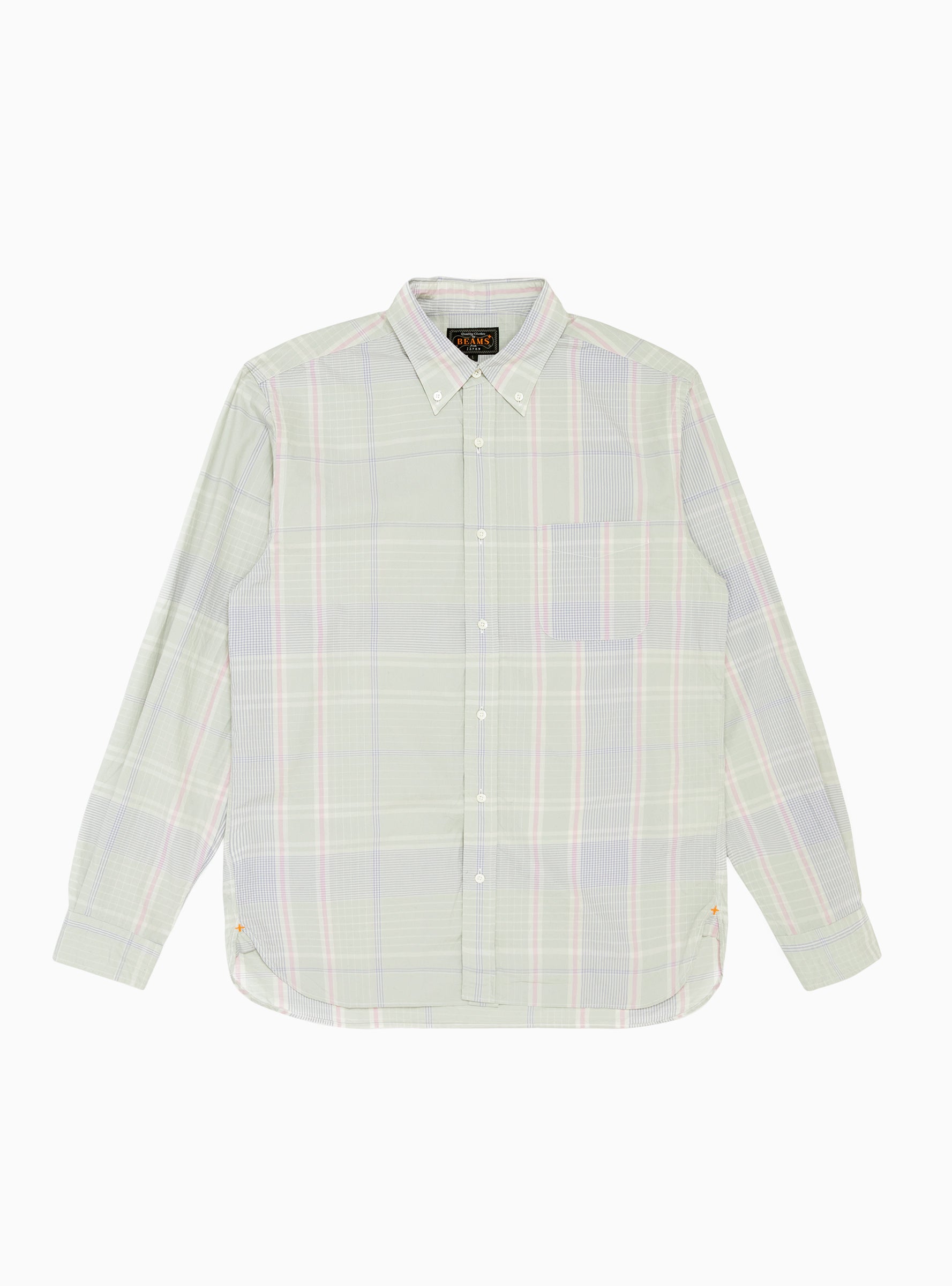  Beams Plus B. D. Big Fade Check Shirt Mint Green & Blue