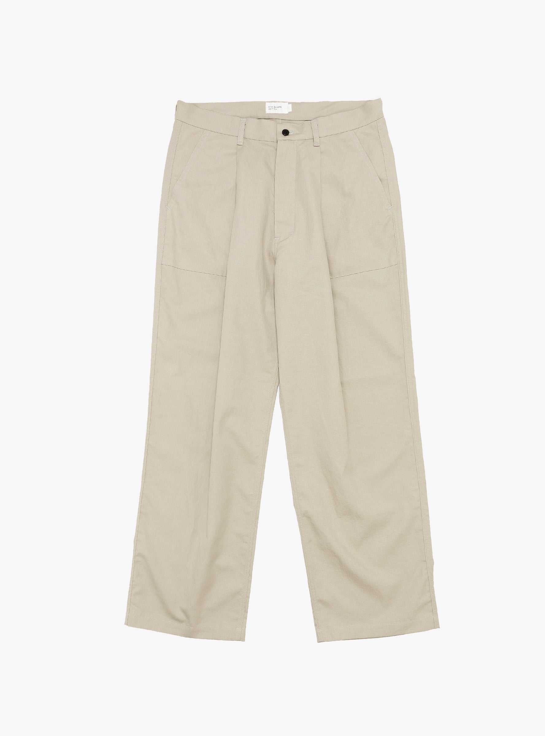  Still By Hand Linen Mixed Baker Pants Taupe - Size: Small