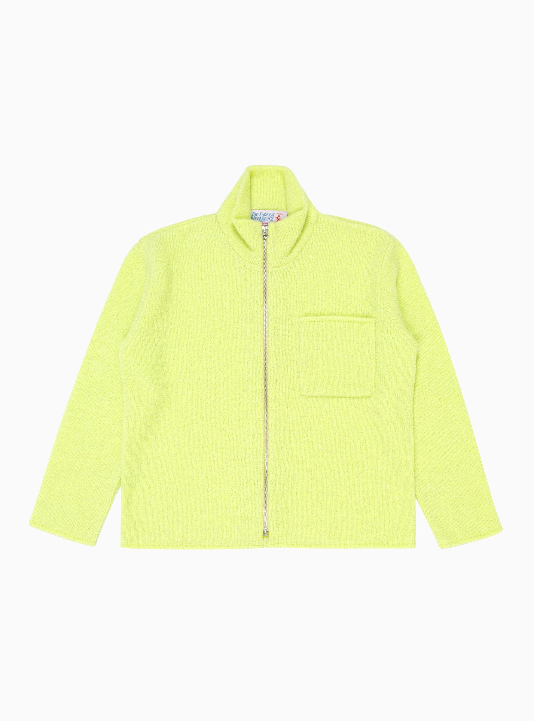  The English Difference Boucle Zip Up Cardigan Lime Green