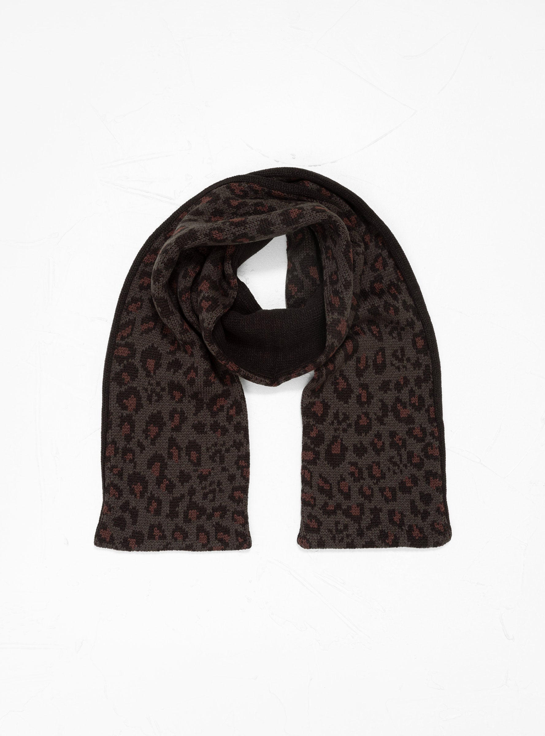  ROTOTO Reversible Chunky Muffler Scarf Charcoal Leopard