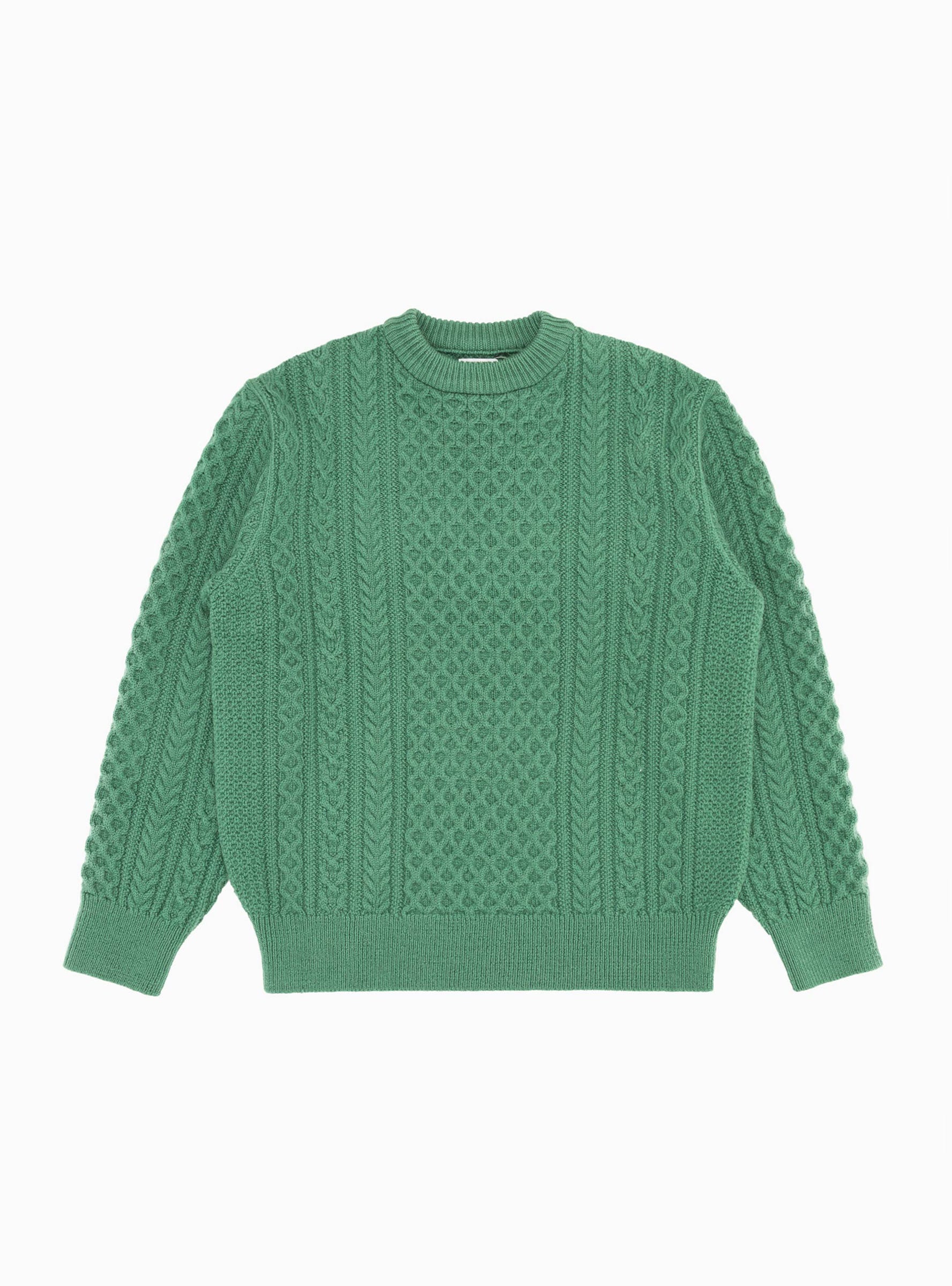  Yonetomi Reborn Wool Aran Sweater Green