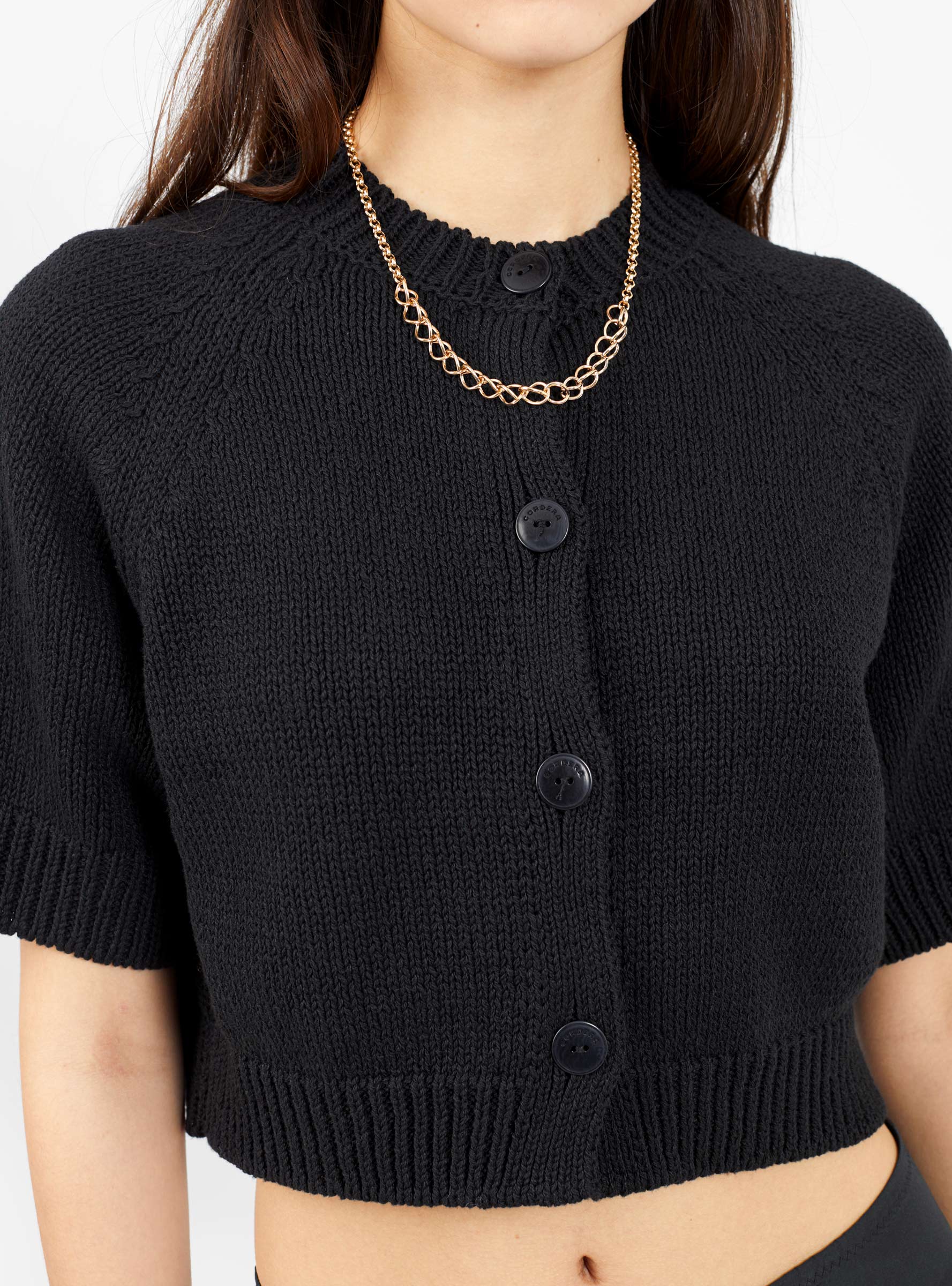  Cordera Cotton Buttoned Top Black - Size: ONE SIZE