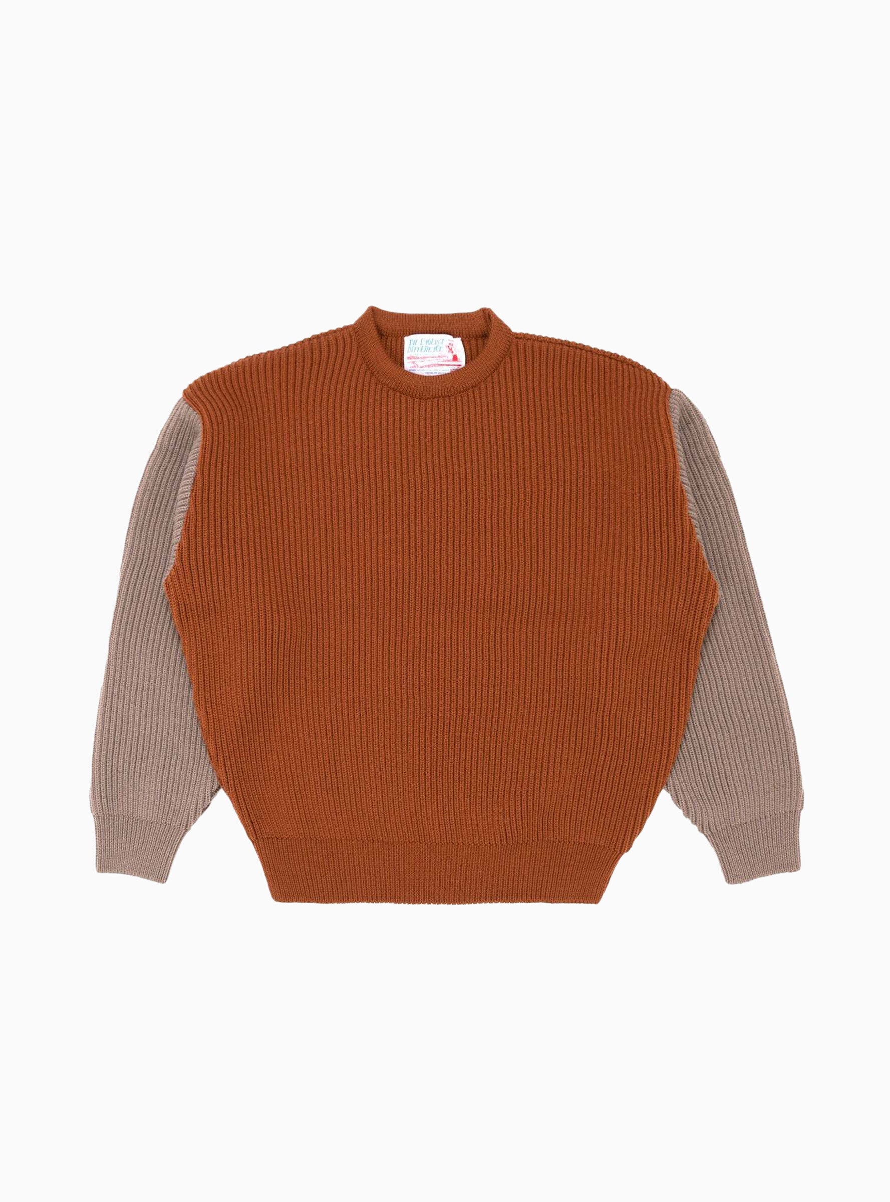  The English Difference Beacon Merino Wool Crew Sweater Rust & Earth