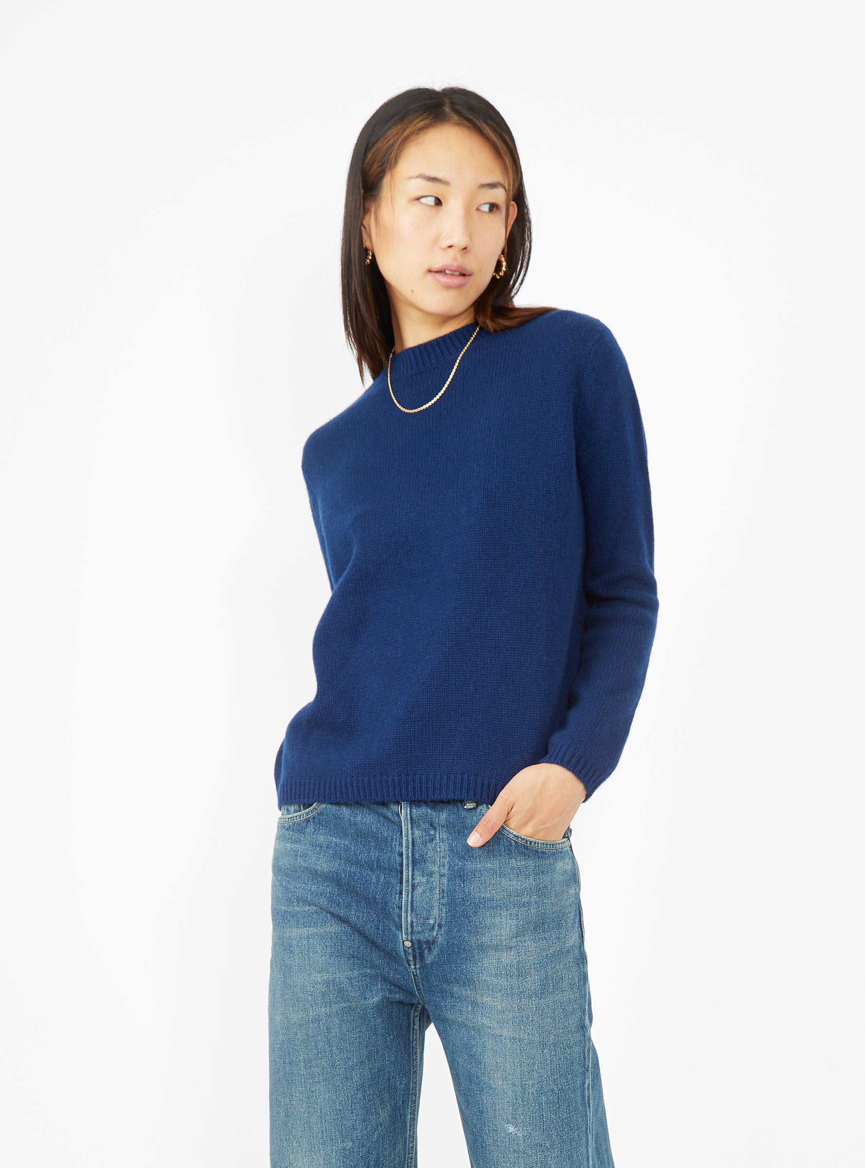  Himalayan Cashmere Boxy Sweater Midnight Blue