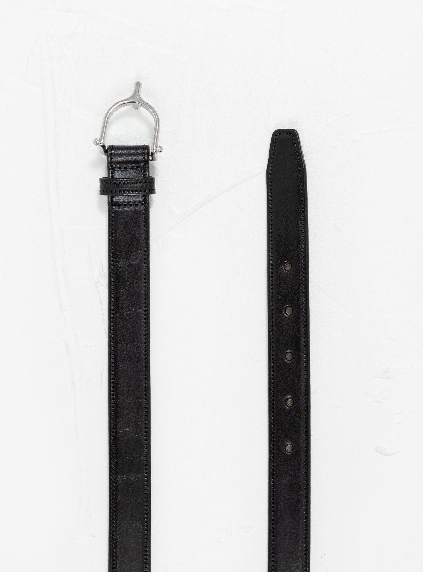  Tory Leather Spur Belt Black & Nickel - Large