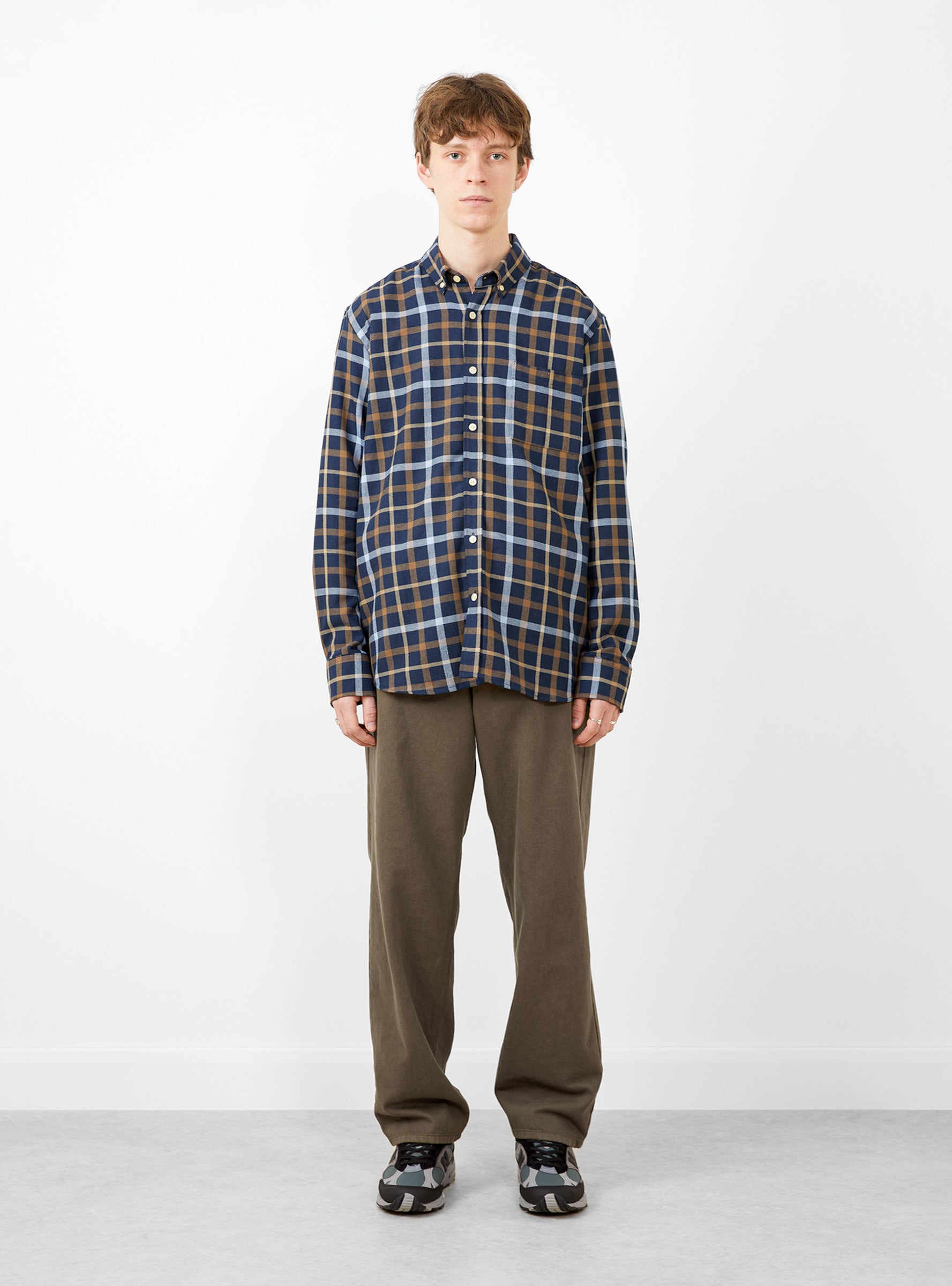  foret Grip Check Shirt Navy Check - Size: Medium