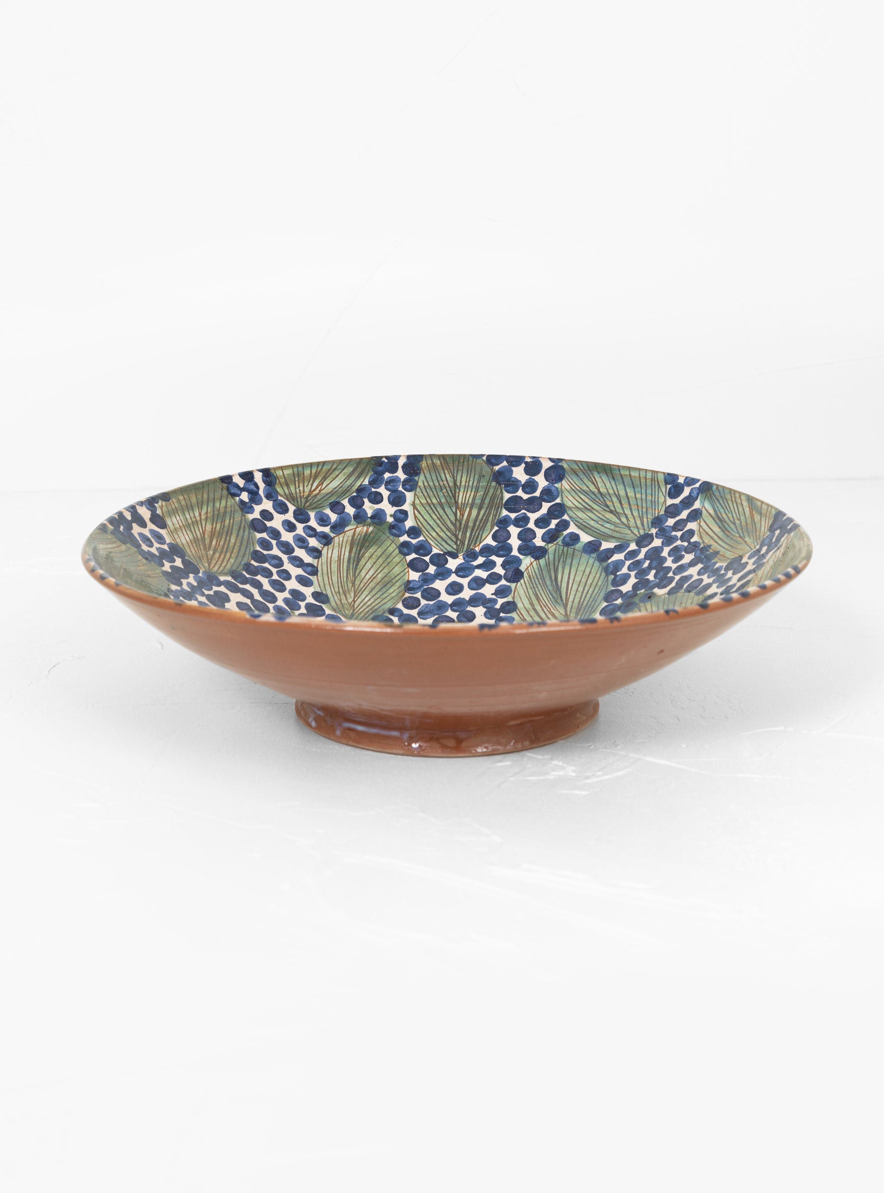  Malaika Green Leaves Serving Bowl Blue