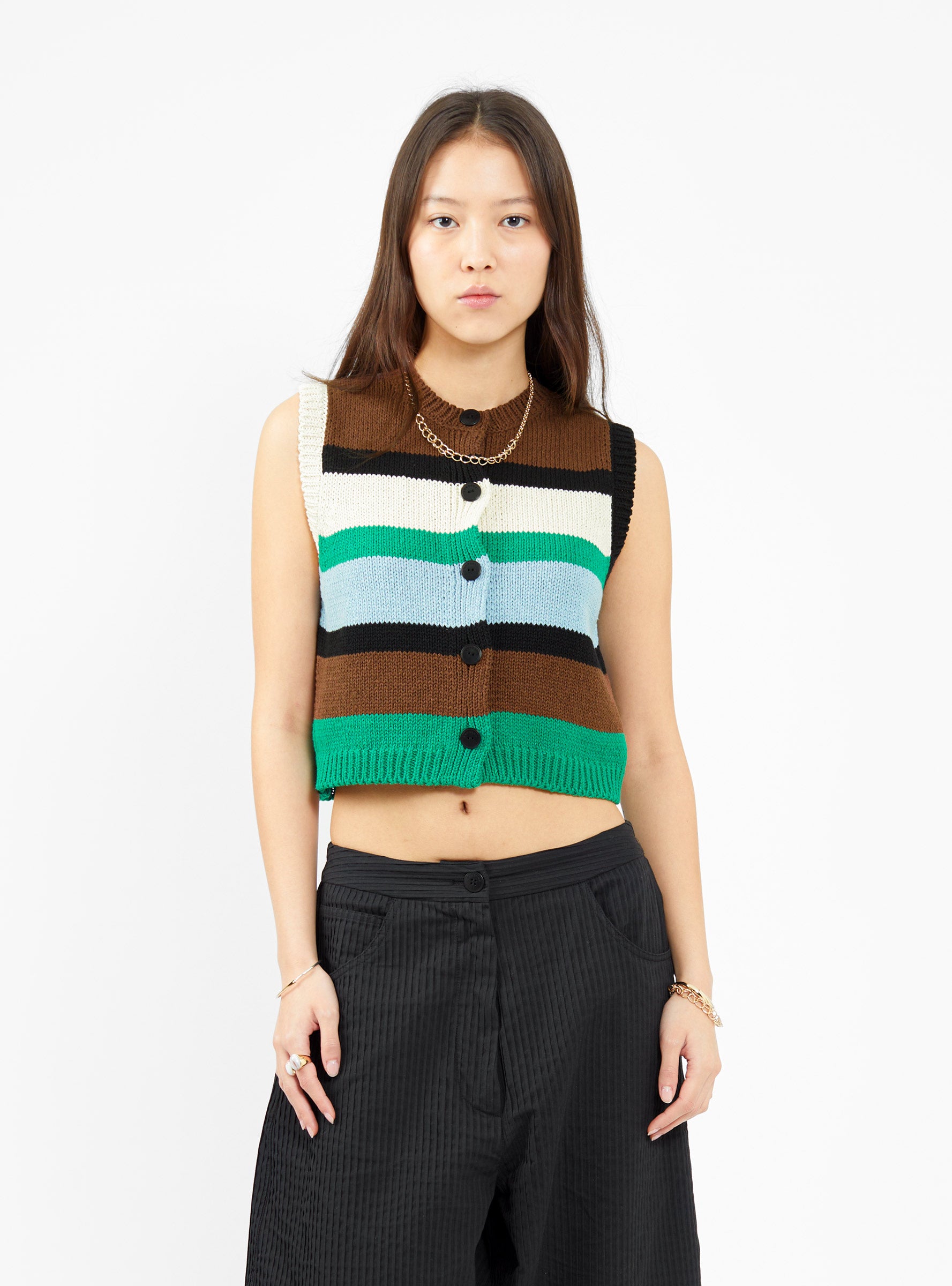  Cordera Cotton Striped Waistcoat Multi