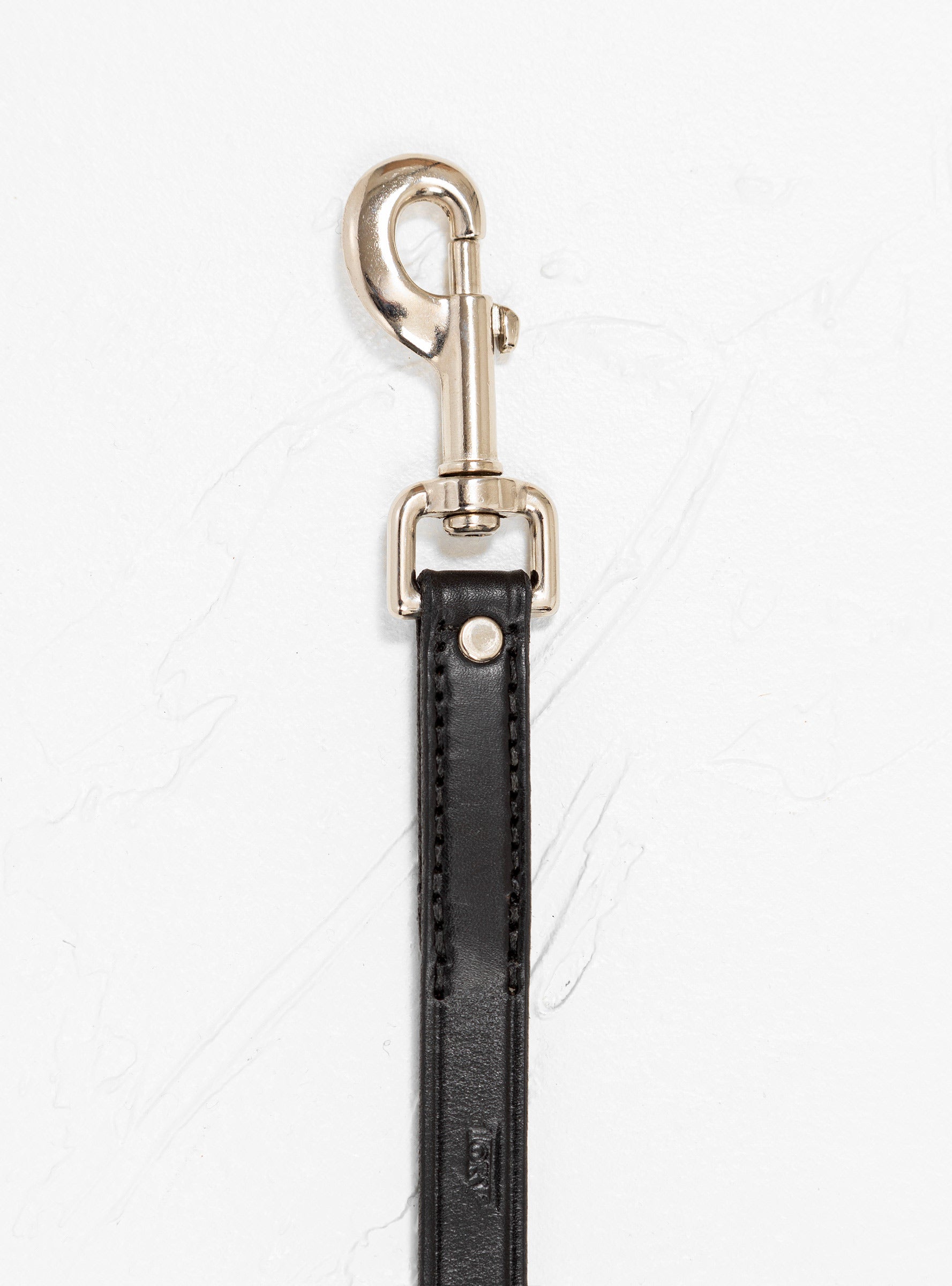  Tory Leather Rolled Leather Dog Leash Black & Silver