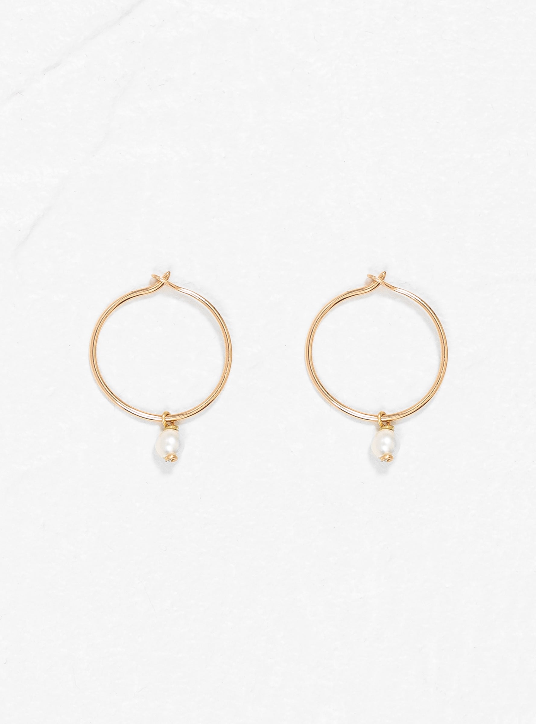  Helena Rohner 18k Tiny Pearl Small Hoop Earrings Gold & Pearl