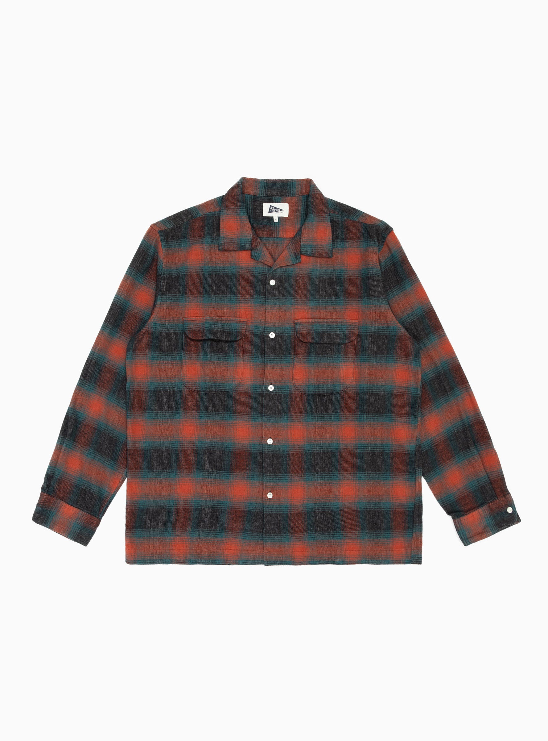  Pilgrim Surf + Supply Vincent Shirt Red & Green Ombre Check