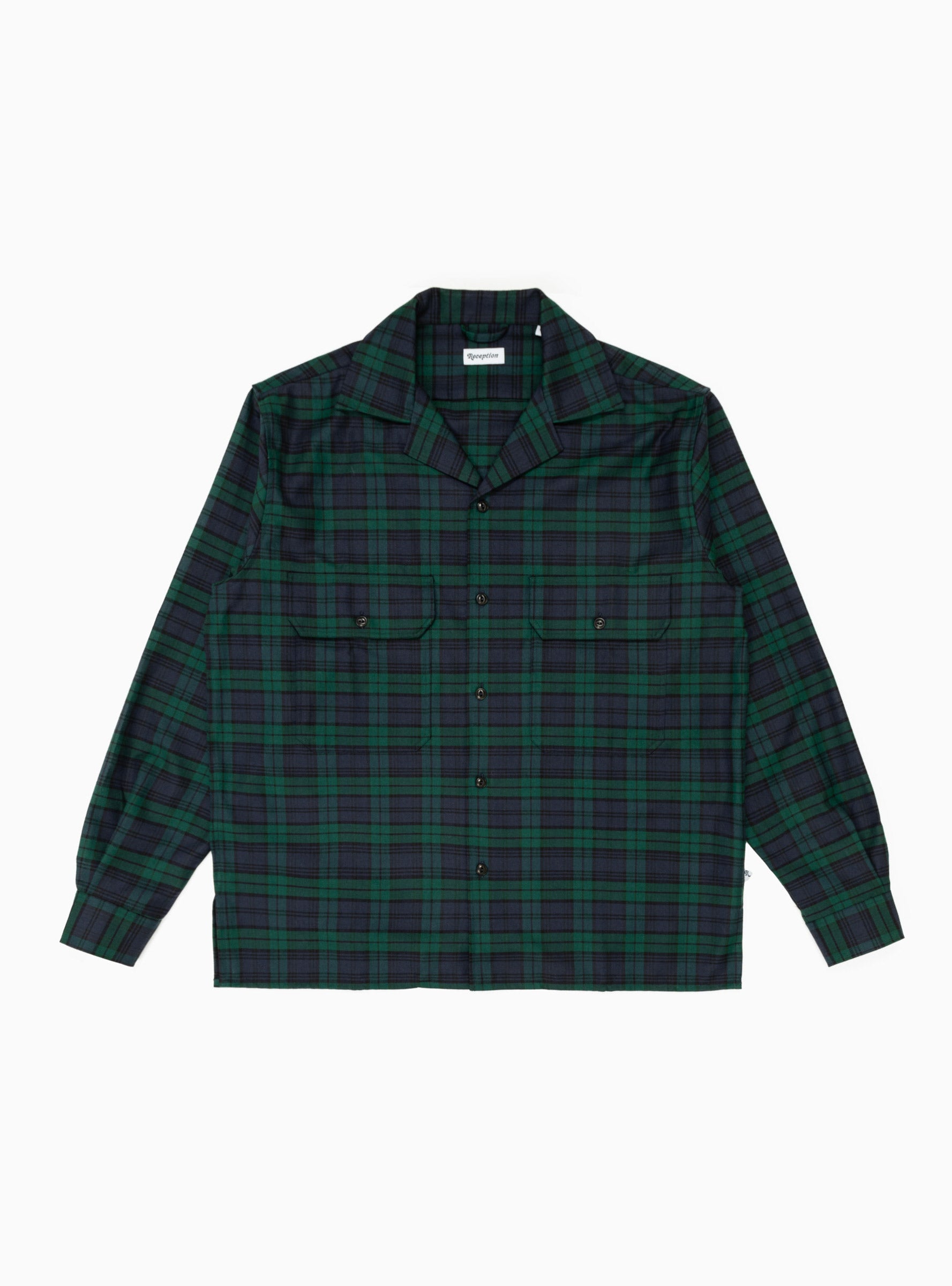  Reception Work Over Shirt Green & Navy Tartan