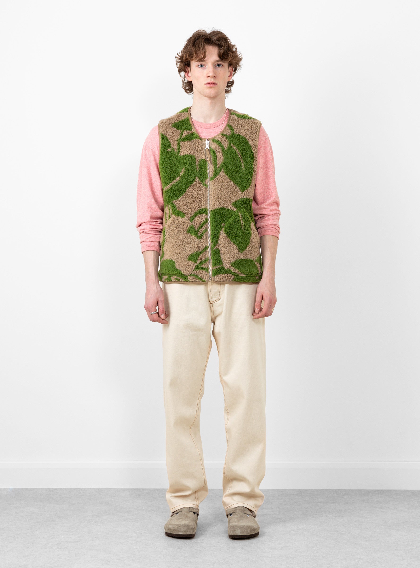 Ymc YMC Utah Waistcoat Sand & Green - Size: Medium