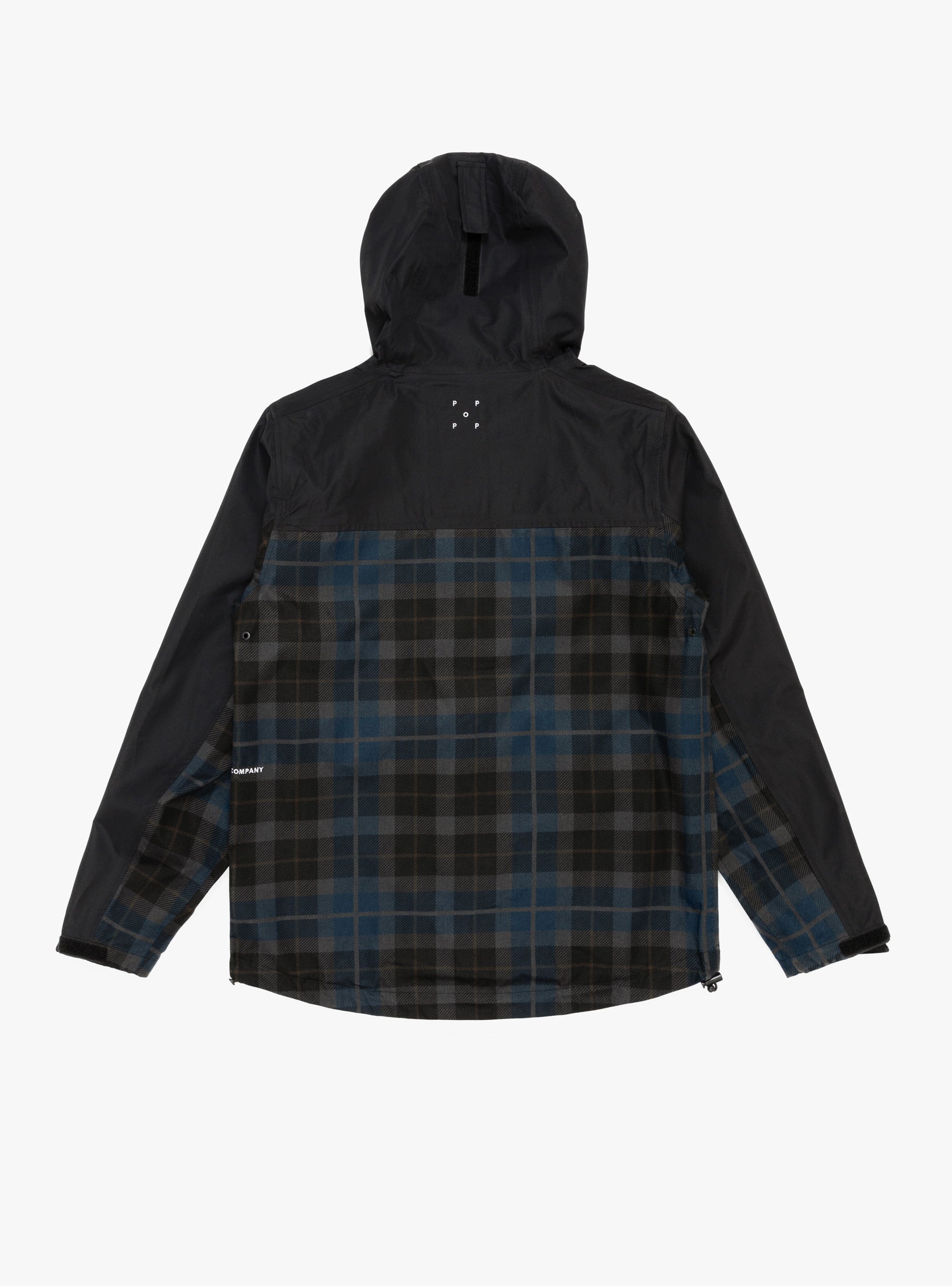 Pop Trading Company Pop Trading Company Big Pocket Hooded Jacket Black & Navy Check - Size: Medium